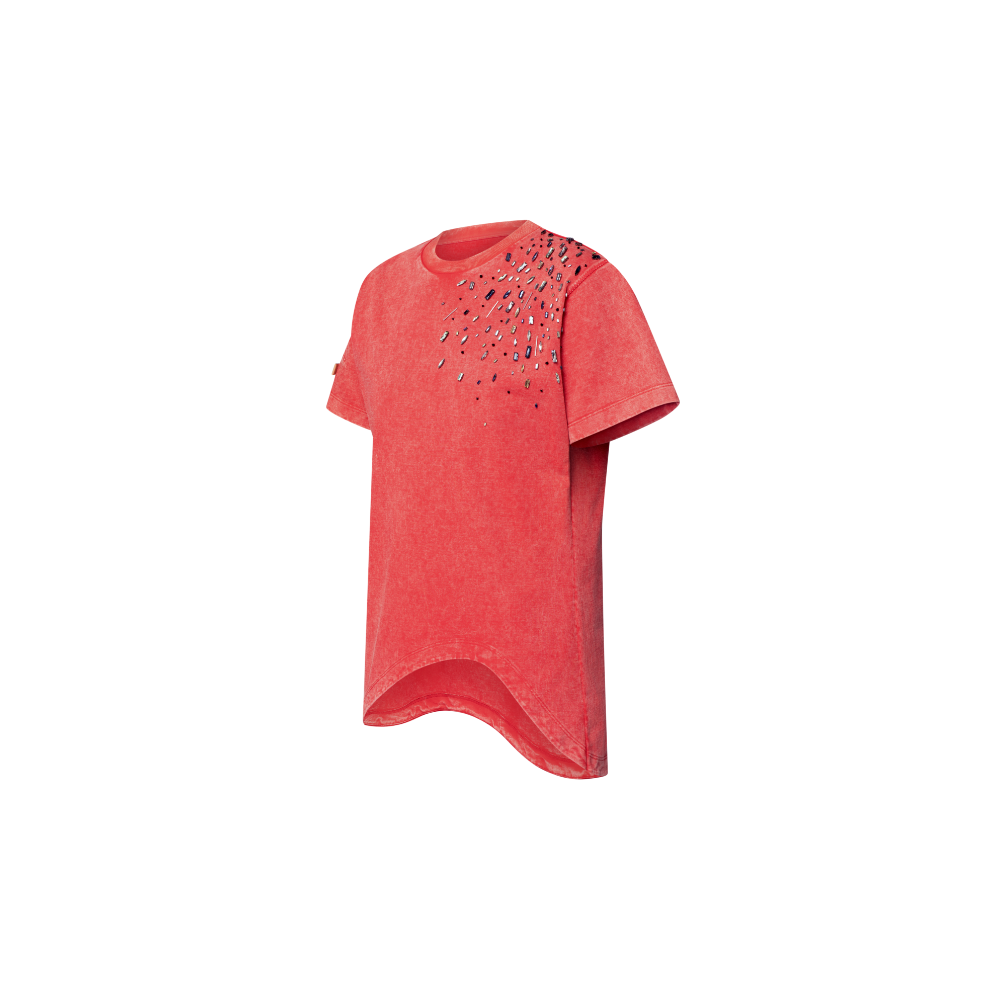 เสื้อยืดชายโค้งปักลูกปัด  in ผู้หญิง