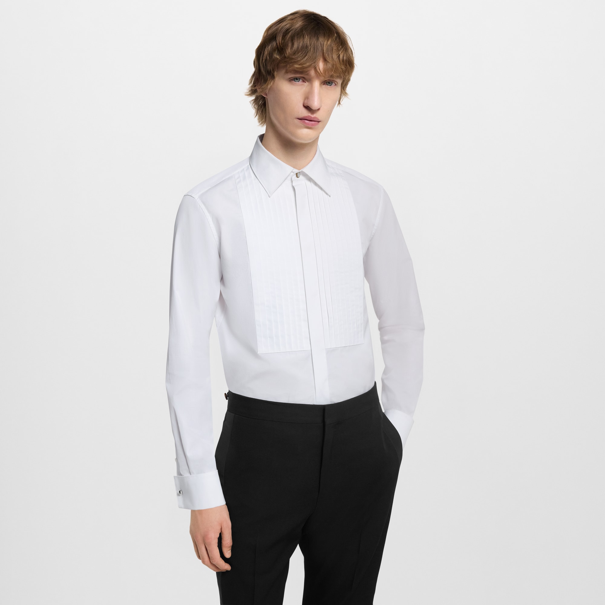 เสื้อเชิ้ตทางการแต่งแถบผ้าด้านหน้า  in ผู้ชาย