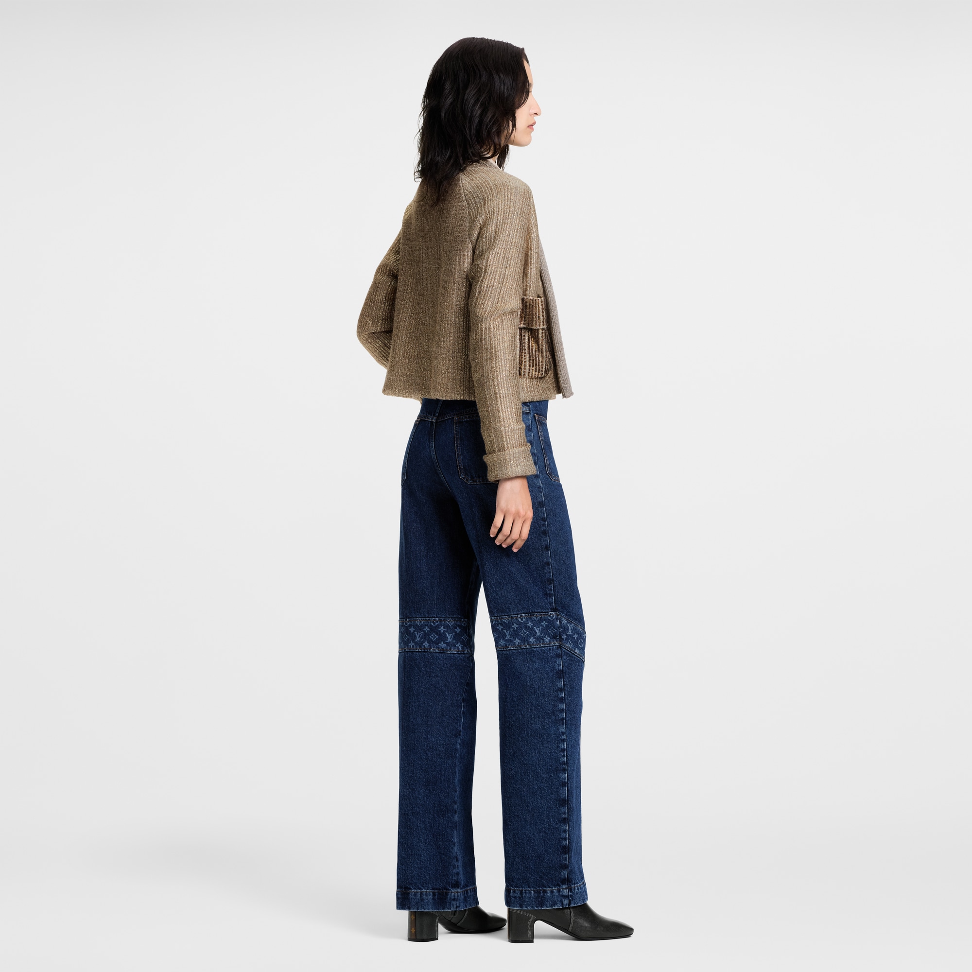 เสื้อคาร์ดิแกนผ้าถักกลิตเตอร์ทรง Boxy  in ผู้หญิง