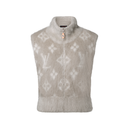 เสื้อกั๊กซิปหน้าลาย Brushed Monogram in ผู้หญิง's เสื้อผ้า เสื้อสเวตเตอร์กันหนาวสำหรับผู้หญิง collections by Louis Vuitton (การย่อ/ขยายผลิตภัณฑ์)
