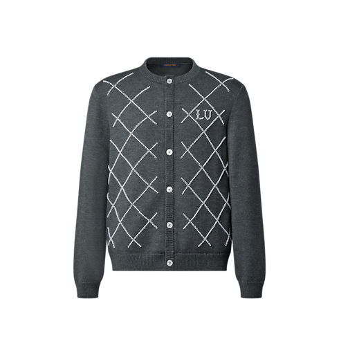 เสื้อคาร์ดิแกนประดับลูกปัดเอฟเฟ็กต์ไข่มุก in ผู้ชาย's เสื้อผ้า เสื้อผ้าสำหรับผู้ชาย collections by Louis Vuitton (การย่อ/ขยายผลิตภัณฑ์)