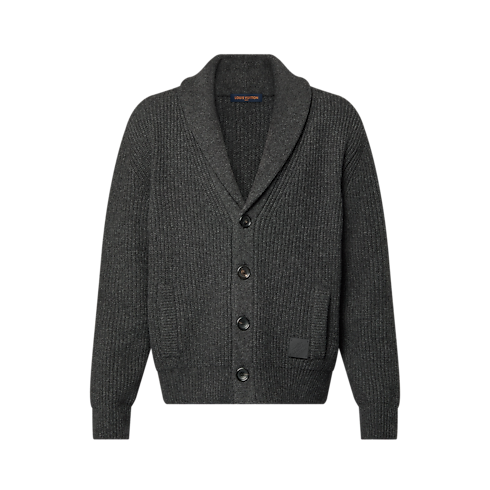 เสื้อคาร์ดิแกนคอปกยาวผ้าแคชเมียร์ผสม in ผู้ชาย's เสื้อผ้า เสื้อสเวตเตอร์สำหรับผู้ชาย collections by Louis Vuitton (การย่อ/ขยายผลิตภัณฑ์)