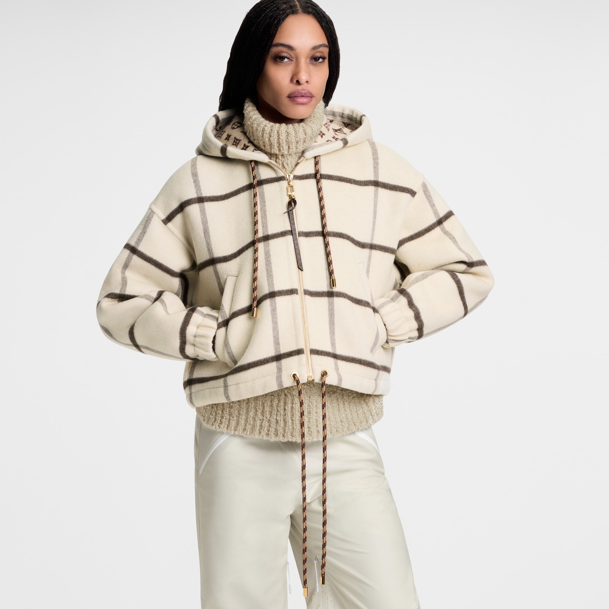 Check Motif Hooded Jacket  in ผู้หญิง