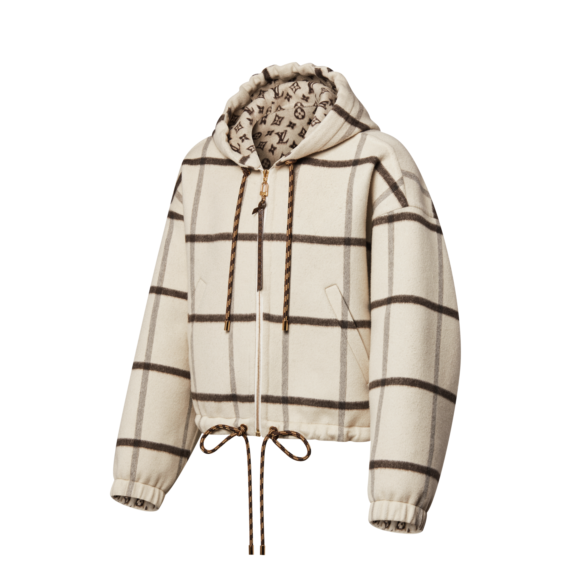 Check Motif Hooded Jacket  in ผู้หญิง