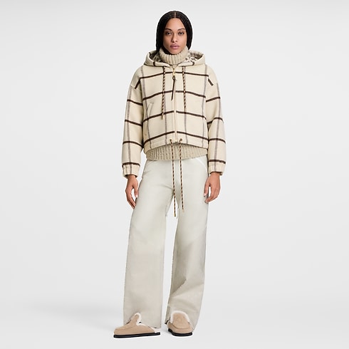 เสื้อแจ็คเก็ตมีฮู้ดลายตาราง in ผู้หญิง's เสื้อผ้า เสื้อโค้ทกันหนาวและเสื้อแจ็คเก็ตสำหรับผู้หญิง collections by Louis Vuitton (การย่อ/ขยายผลิตภัณฑ์)