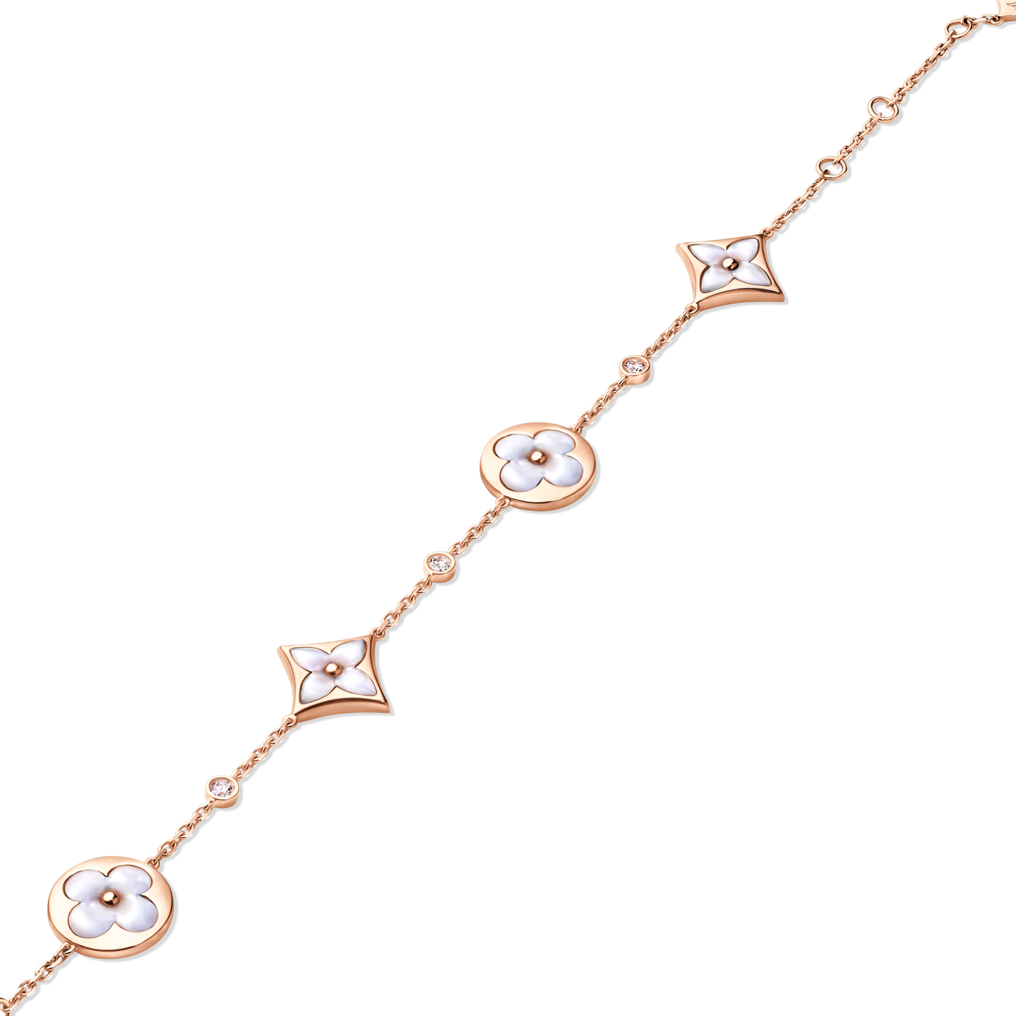 สร้อยข้อมือ Color Blossom BB Star and Sun Multi-Motif พิงค์โกลด์ มาเธอร์ออฟเพิร์ลสีขาว และเพชร  in จิวเวลรี่
