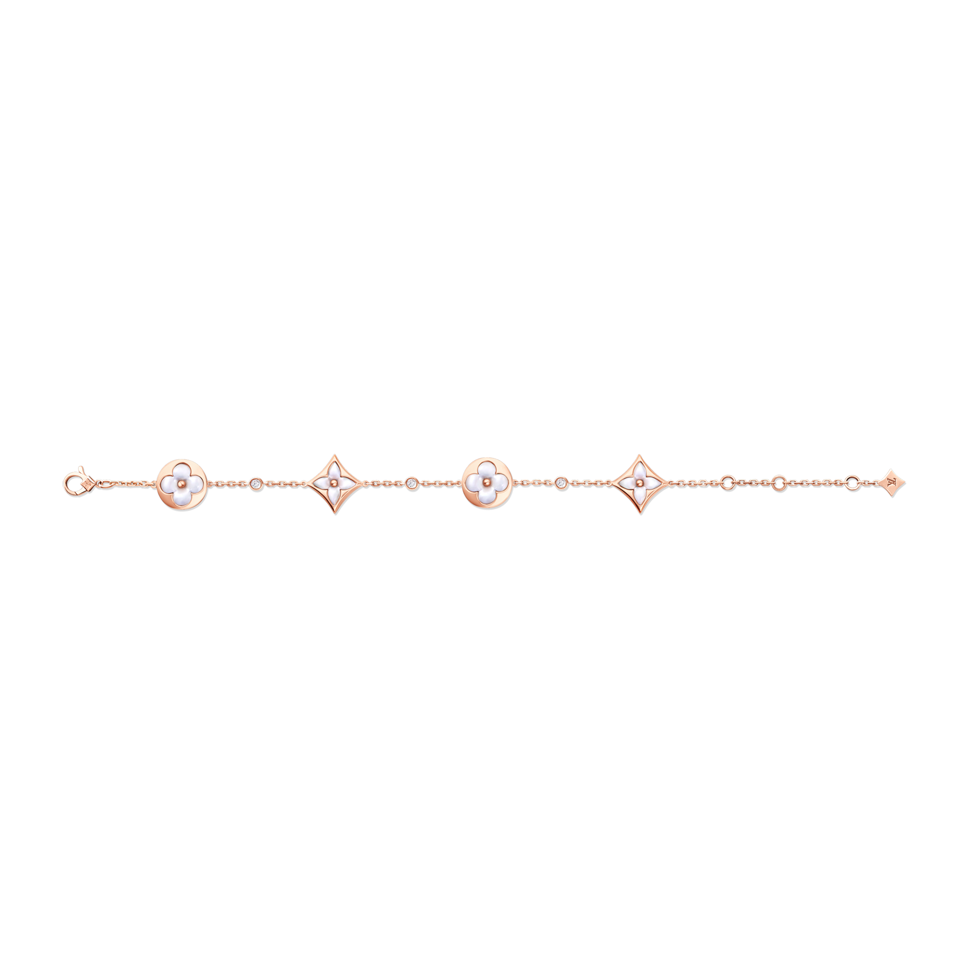 สร้อยข้อมือ Color Blossom BB Star and Sun Multi-Motif พิงค์โกลด์ มาเธอร์ออฟเพิร์ลสีขาว และเพชร  in จิวเวลรี่