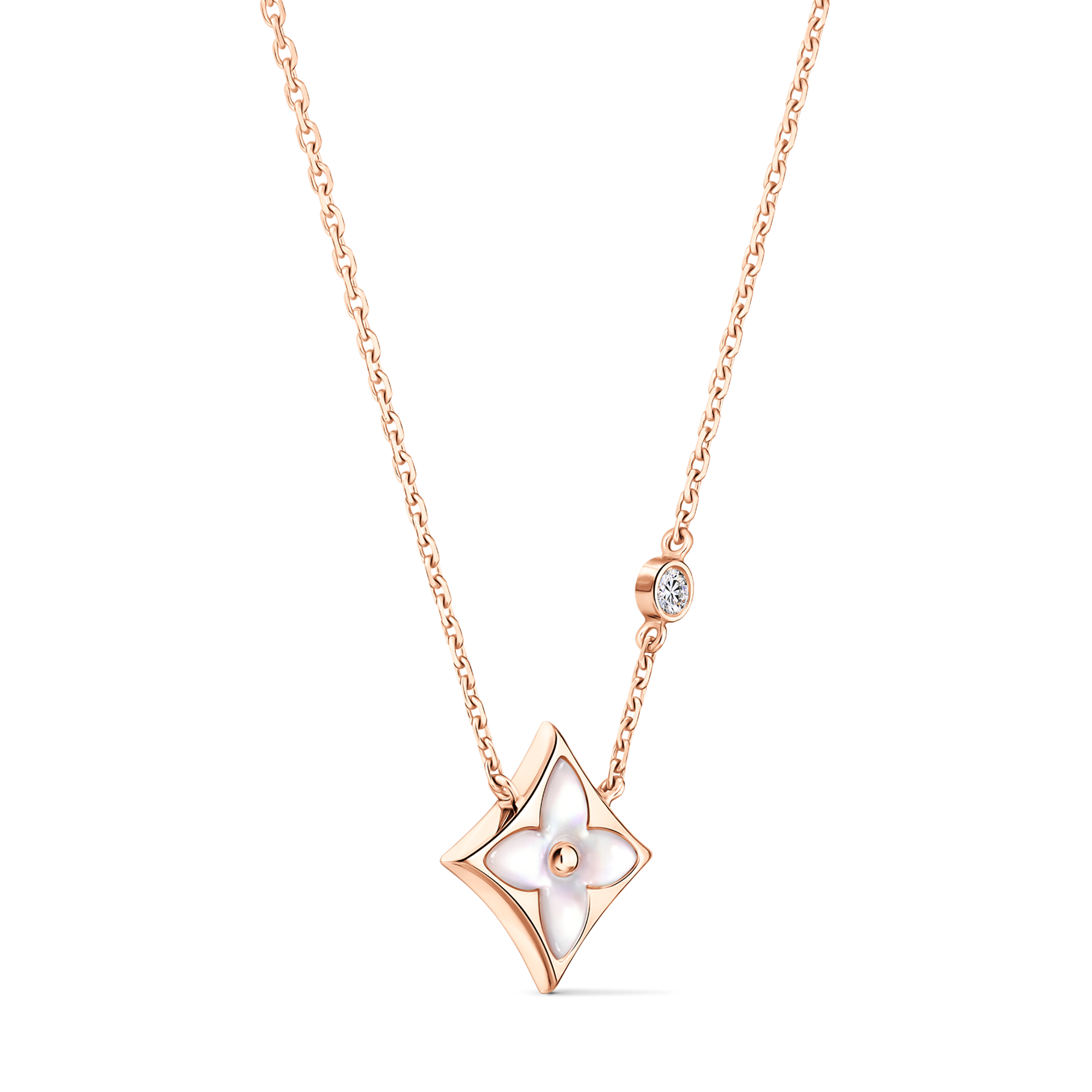 จี้ Color Blossom BB Star พิงค์โกลด์ มาเธอร์ออฟเพิร์ลสีขาว และเพชร  in จิวเวลรี่