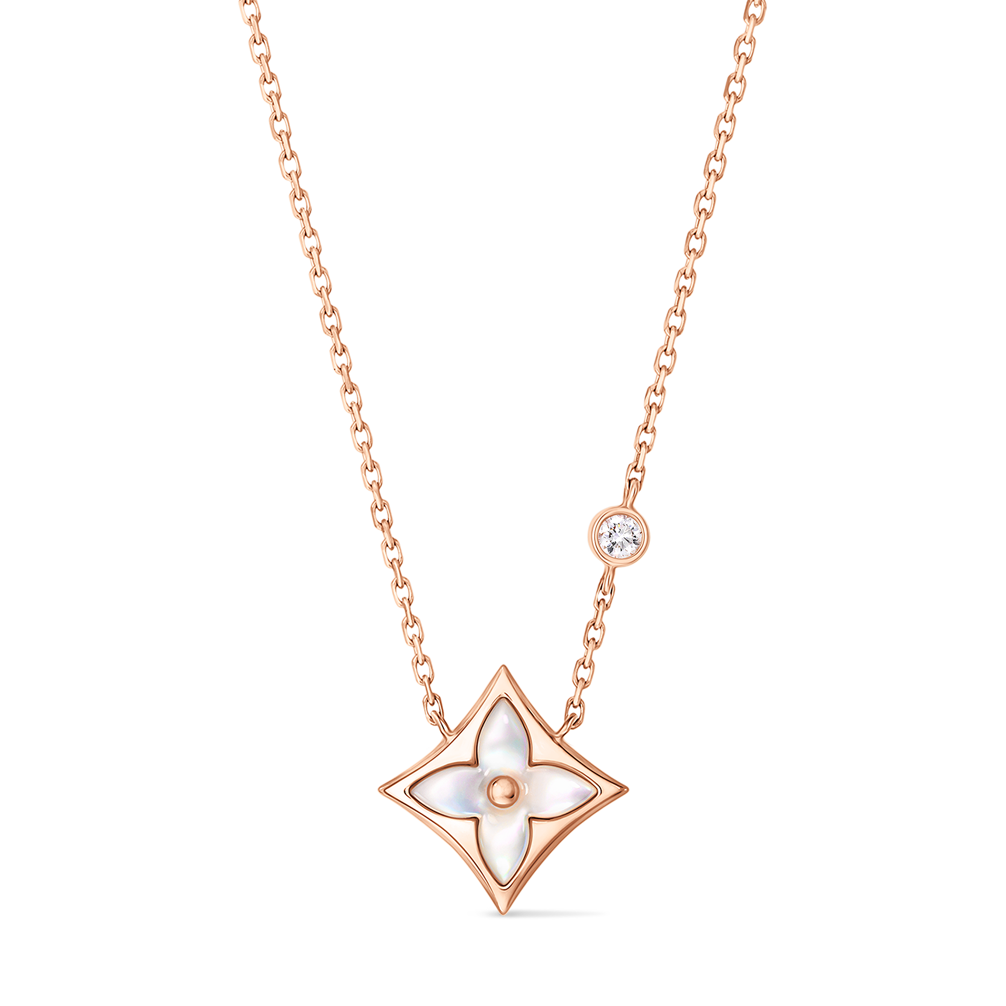 จี้ Color Blossom BB Star พิงค์โกลด์ มาเธอร์ออฟเพิร์ลสีขาว และเพชร  in จิวเวลรี่