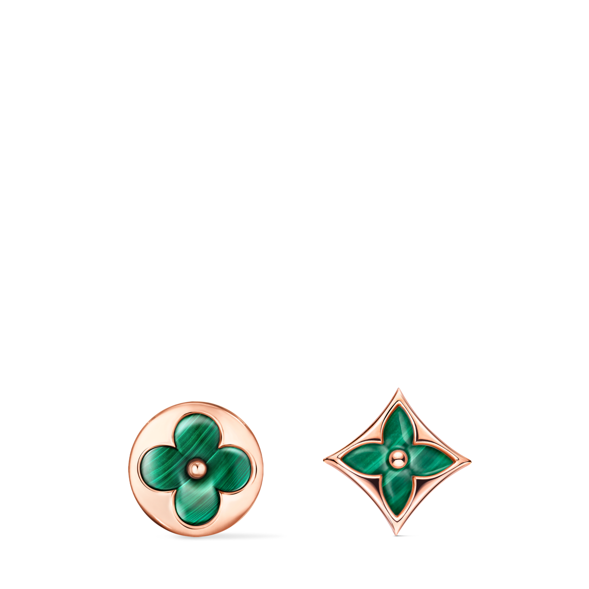 ต่างหูสตั๊ด Color Blossom BB Sun พิงค์โกลด์และมาลาไคท์ - สำหรับหนึ่งข้าง  in จิวเวลรี่