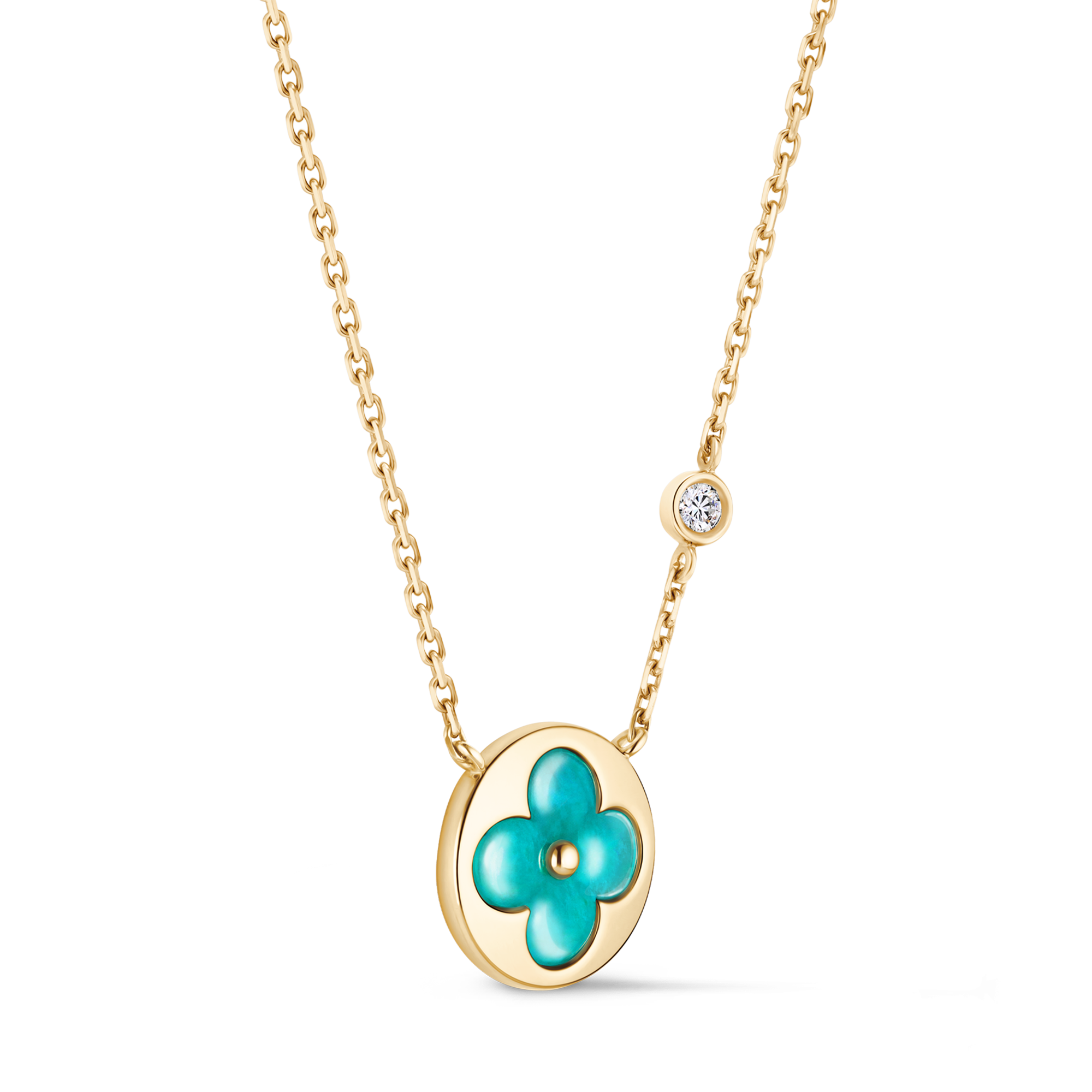 จี้ Color Blossom BB Sun เยลโลว์โกลด์ แอมะซอไนต์ และเพชร  in จิวเวลรี่