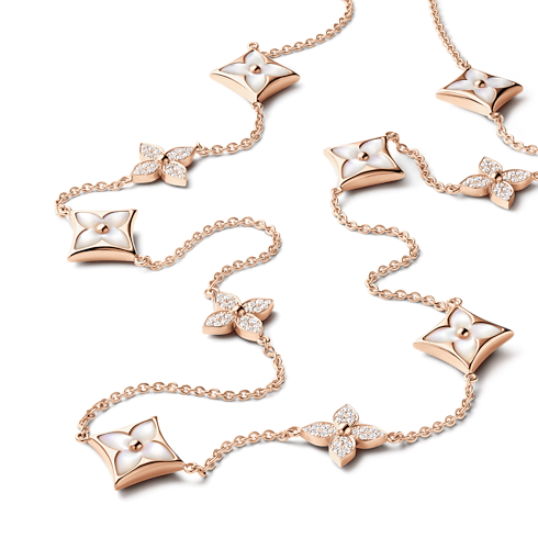 สร้อยคอยาว Color Blossom M Star Multi-Motif พิงค์โกลด์ มาเธอร์ออฟเพิร์ลสีขาว และเพชร in จิวเวลรี่'s หมวดหมู่ สร้อยคอและจี้ collections by Louis Vuitton (การย่อ/ขยายผลิตภัณฑ์)