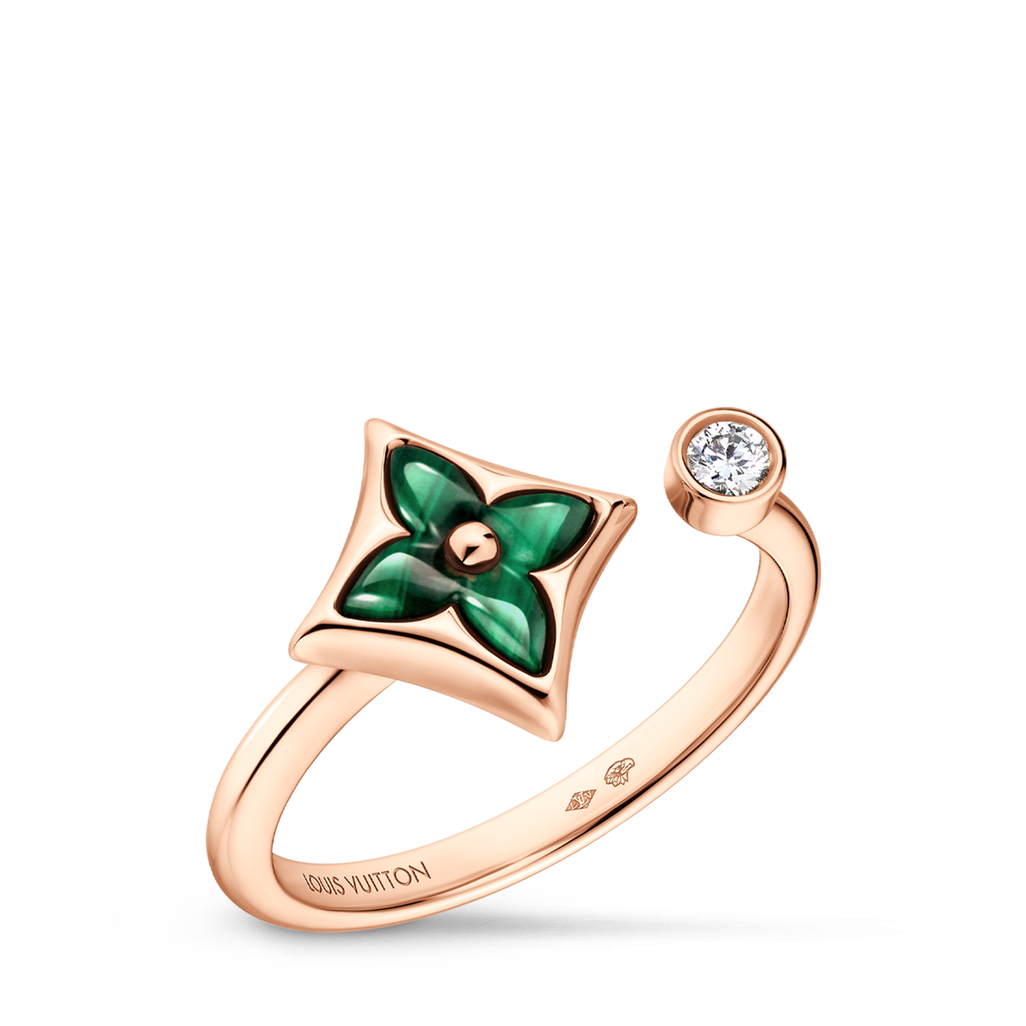 แหวน Color Blossom Mini Star พิงค์โกลด์ มาลาไคท์ และเพชร  in จิวเวลรี่