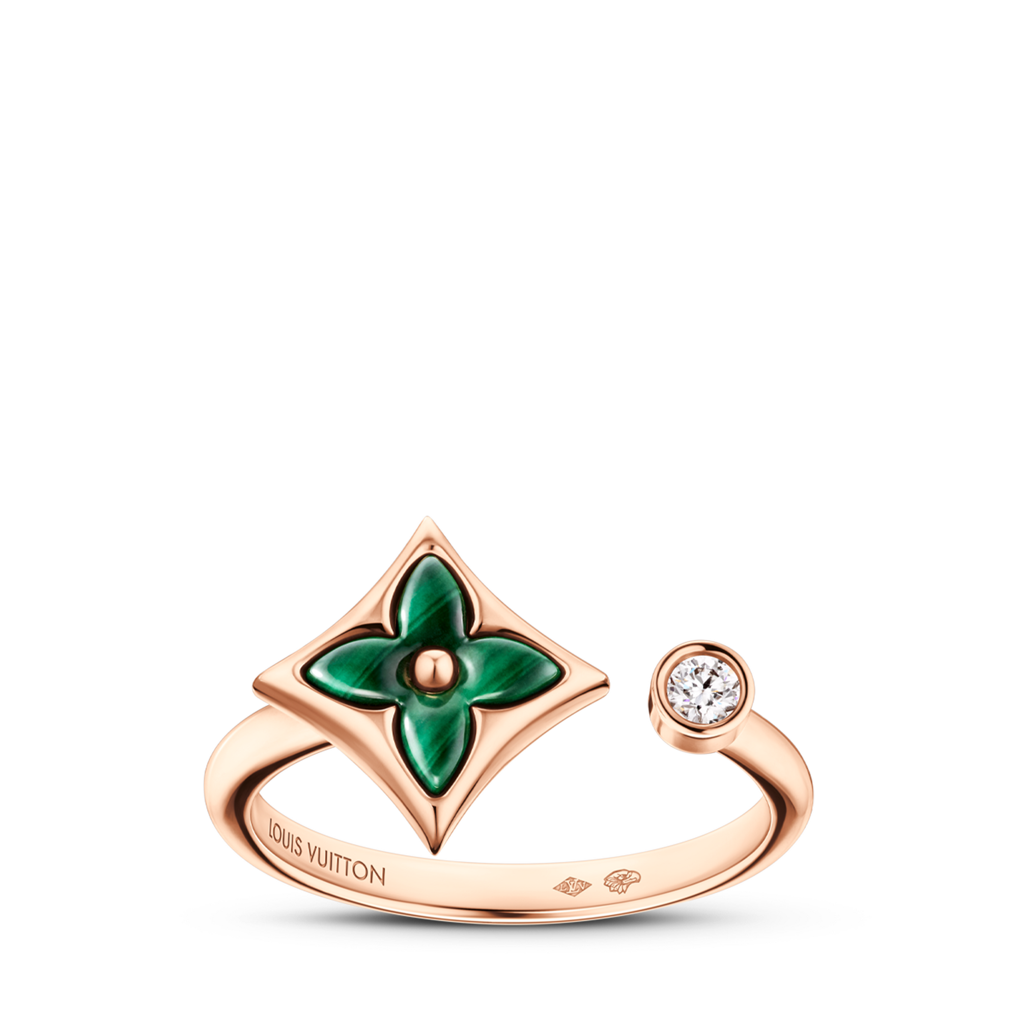 แหวน Color Blossom Mini Star พิงค์โกลด์ มาลาไคท์ และเพชร  in จิวเวลรี่