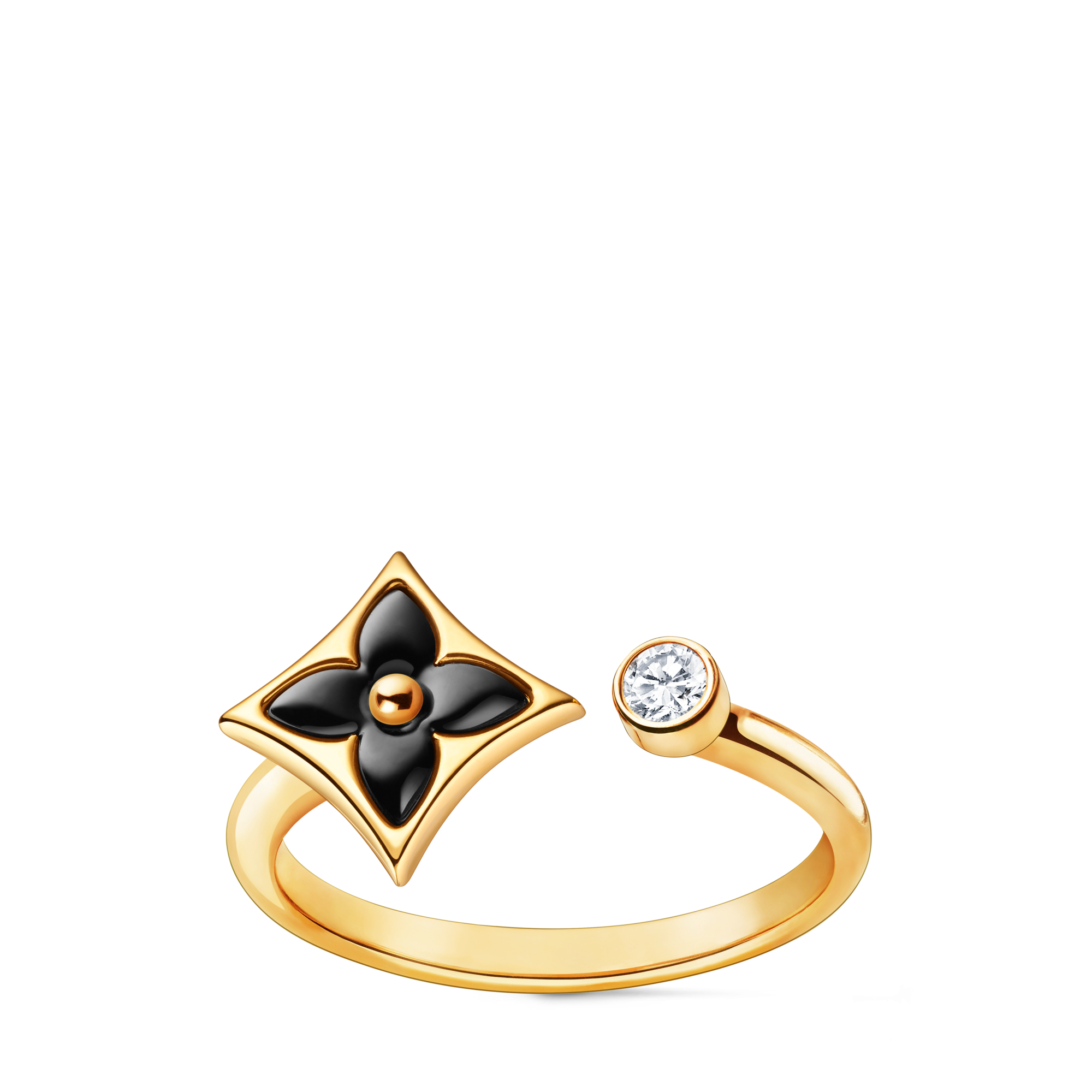 แหวน Color Blossom Mini Star เยลโลว์โกลด์ ออนิกซ์ และเพชร  in จิวเวลรี่