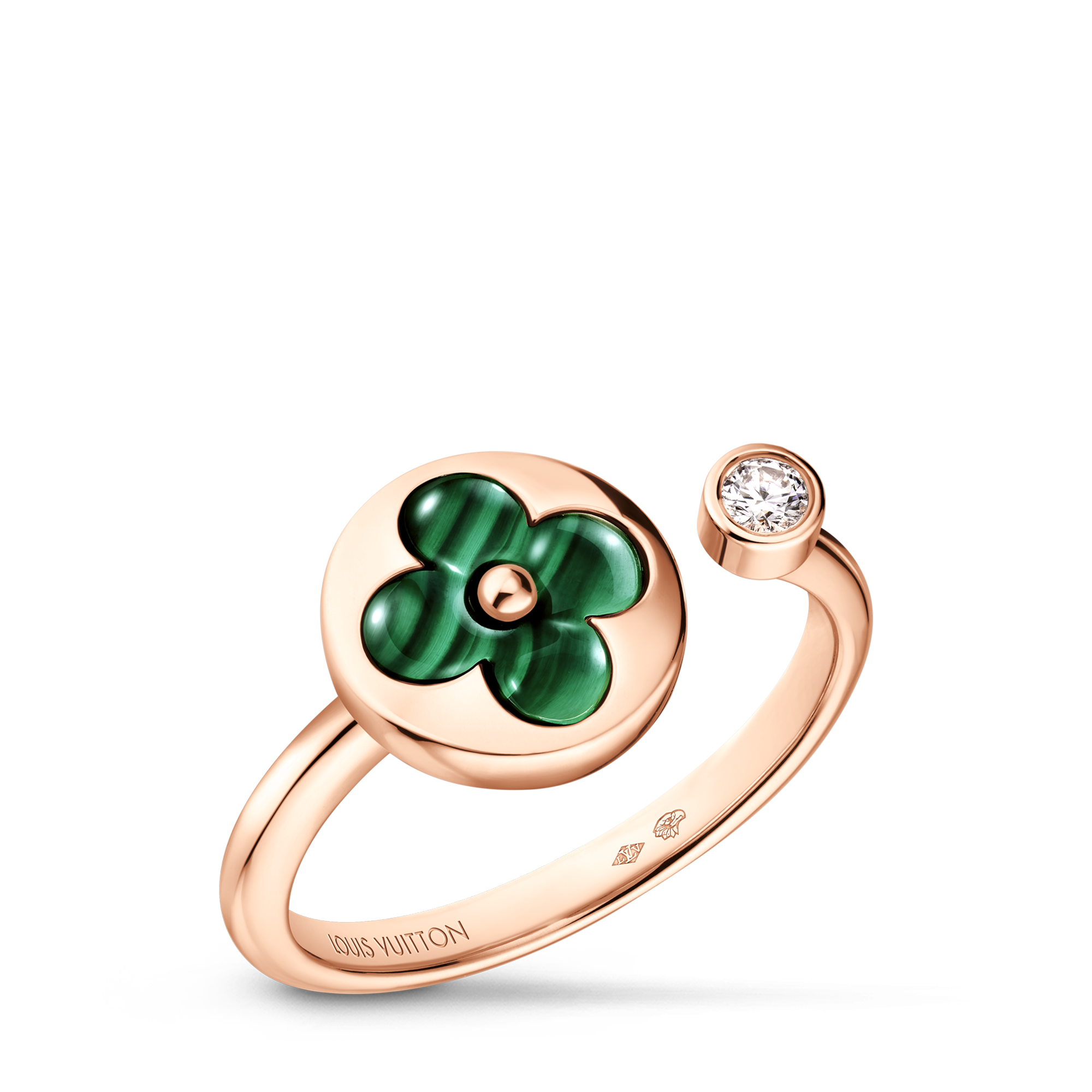 แหวน Color Blossom Mini Sun พิงค์โกลด์ มาลาไคท์ และเพชร  in จิวเวลรี่