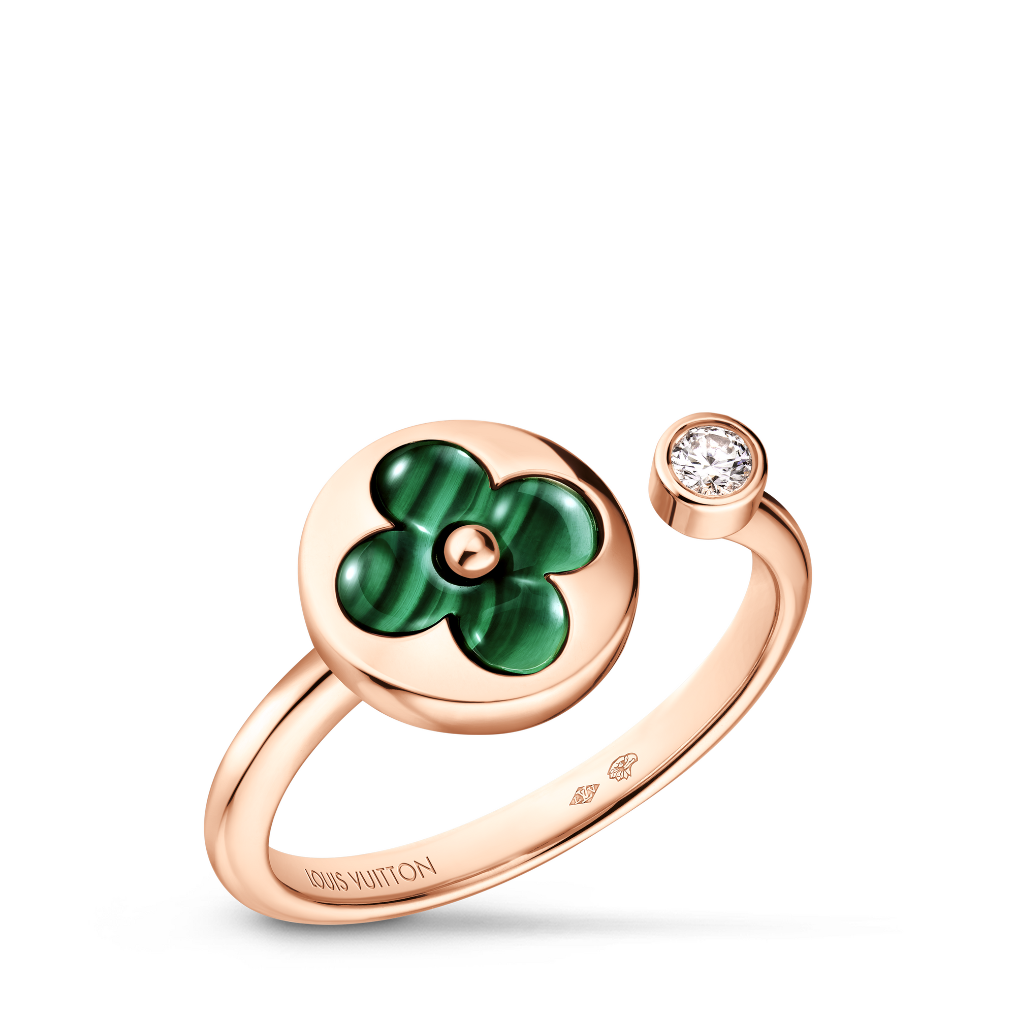 แหวน Color Blossom Mini Sun พิงค์โกลด์ มาลาไคท์ และเพชร  in จิวเวลรี่