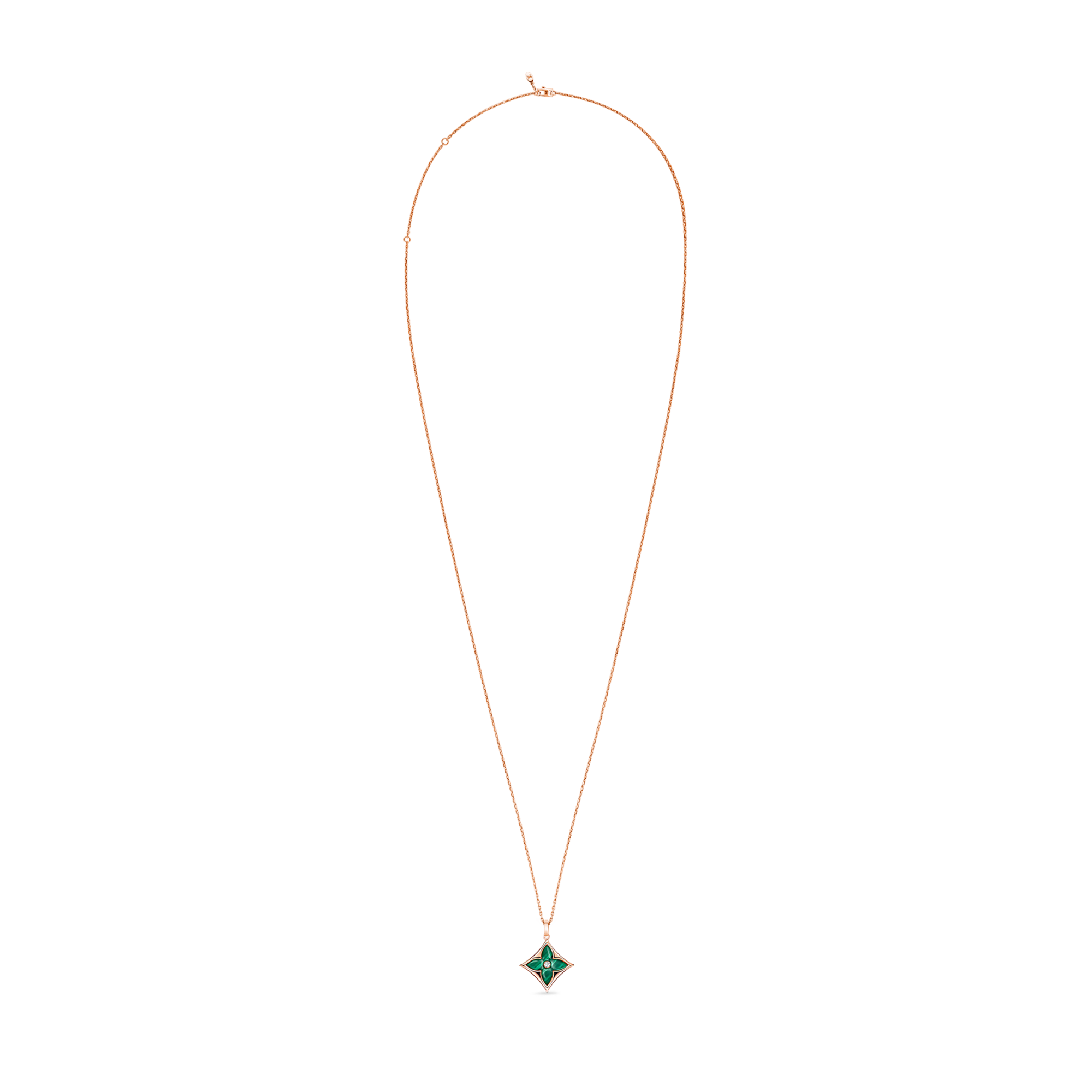 จี้ Color Blossom XL Star Medallion พิงค์โกลด์ มาลาไคท์ และเพชร  in จิวเวลรี่