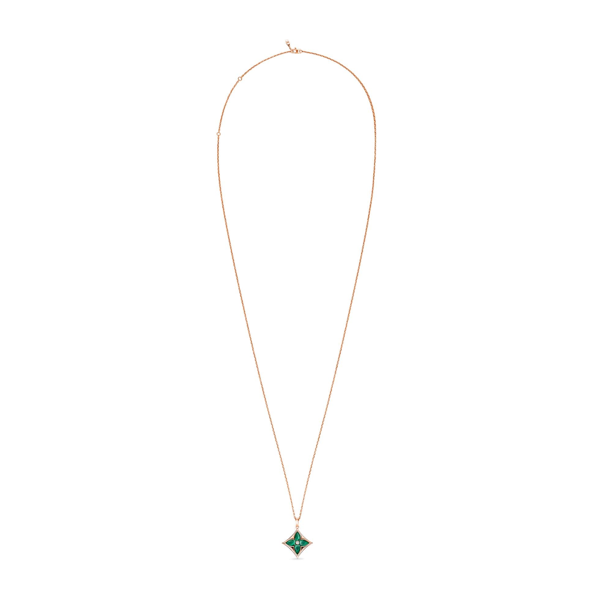 จี้ Color Blossom XL Star Medallion พิงค์โกลด์ มาลาไคท์ และเพชร  in จิวเวลรี่