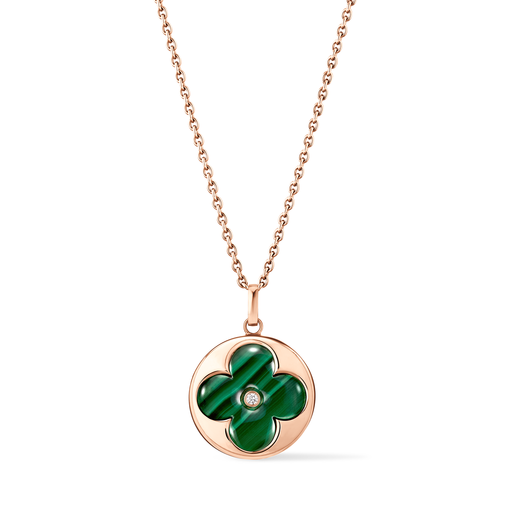 จี้ Color Blossom XL Sun Medallion พิงค์โกลด์ มาลาไคท์ และเพชร  in จิวเวลรี่