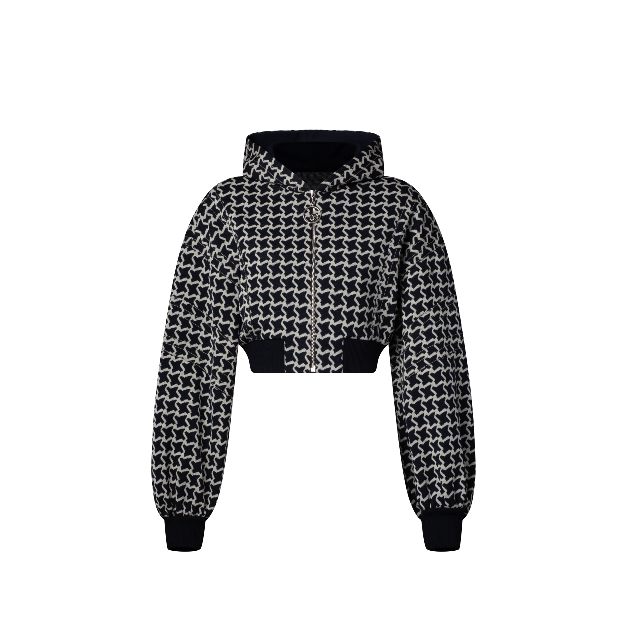 เสื้อแจ็คเก็ตบอมเบอร์ครอปผ้าแจ็คการ์ดลาย Honeycomb  in ผู้หญิง