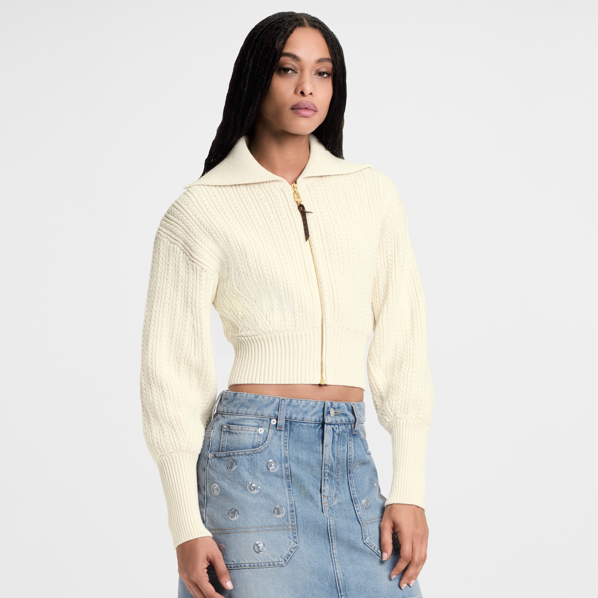 Cropped Rib-Knit Jacket
  in ผู้หญิง