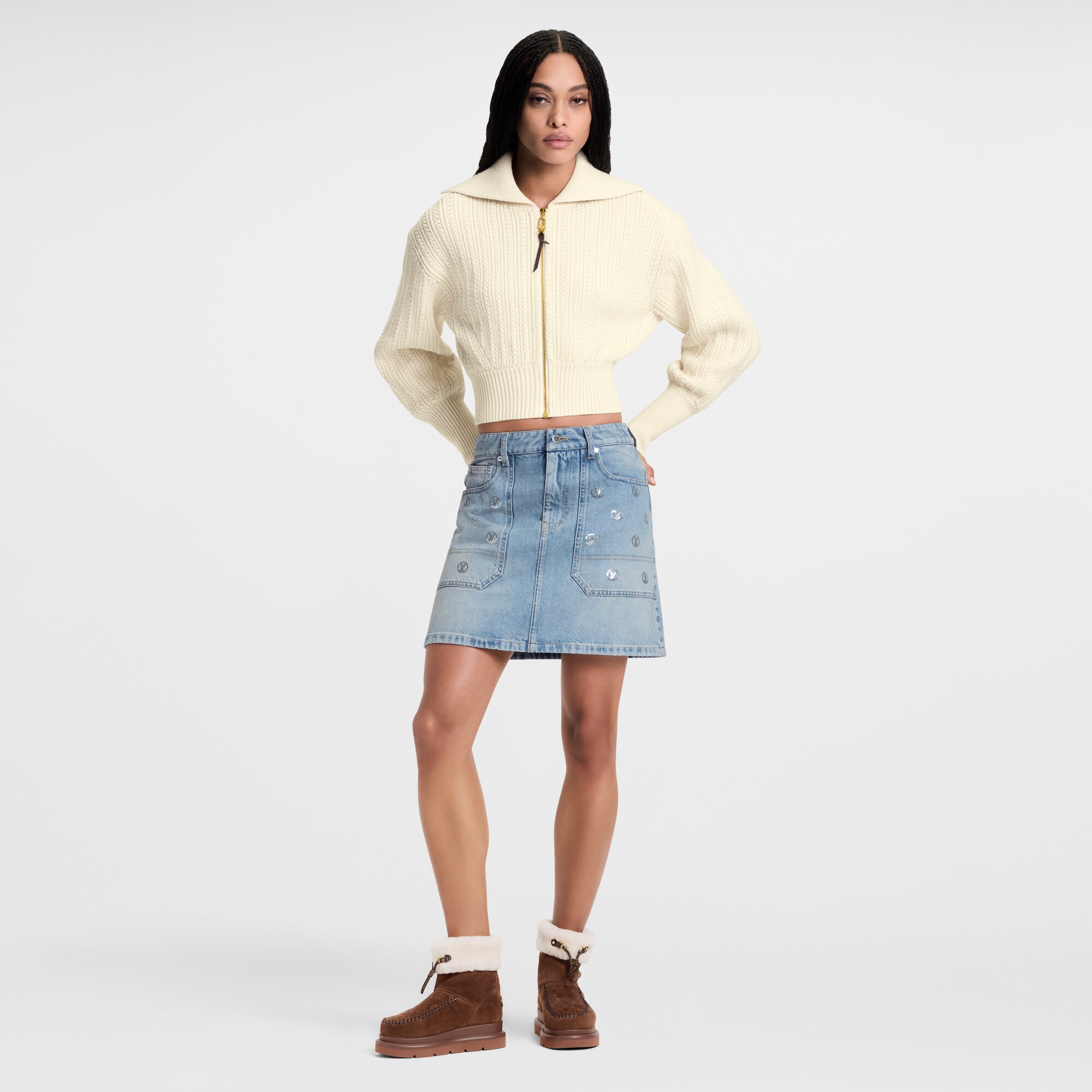 Cropped Rib-Knit Jacket
  in ผู้หญิง