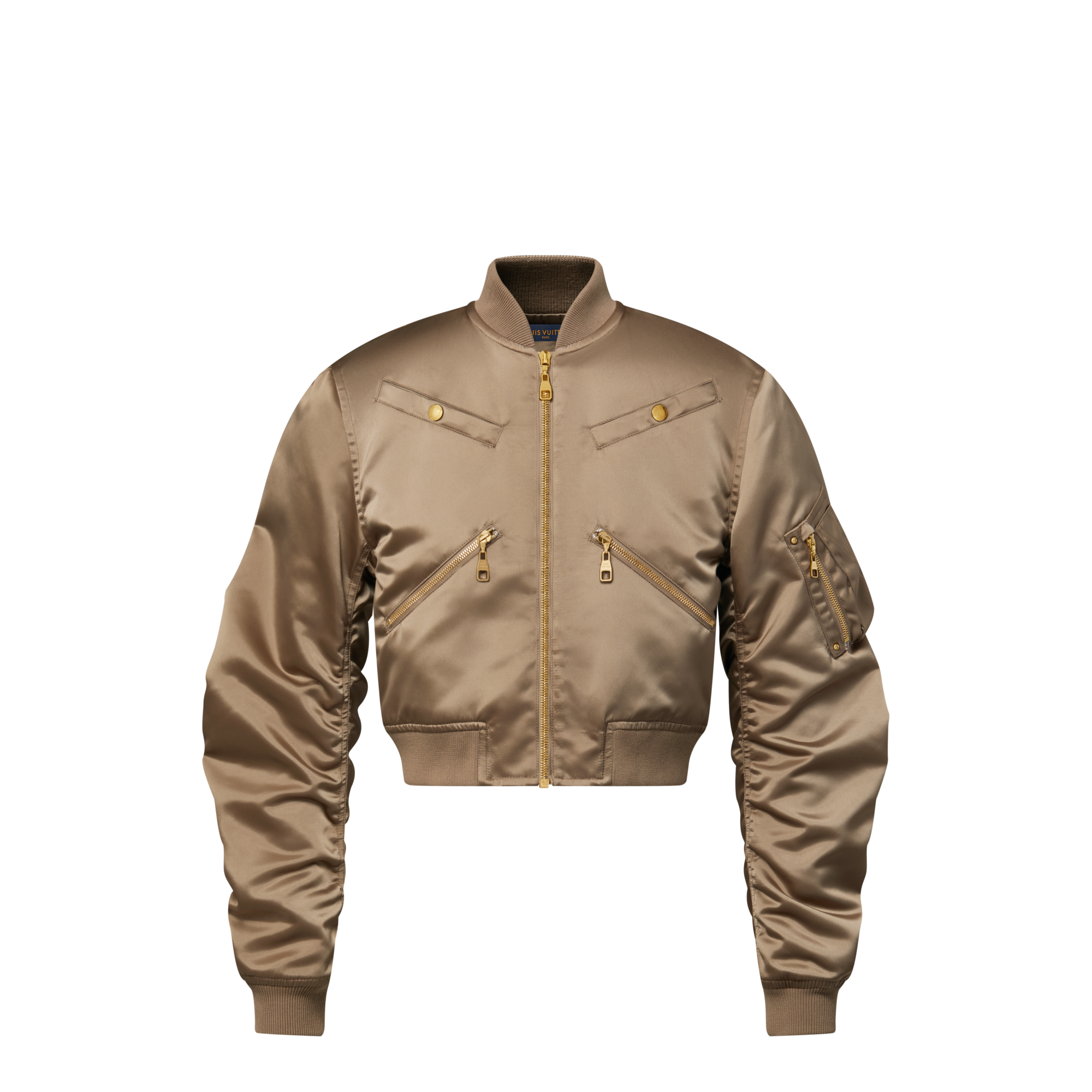 เสื้อแจ็คเก็ตบอมเบอร์ครอปแขนกุด  in ผู้หญิง