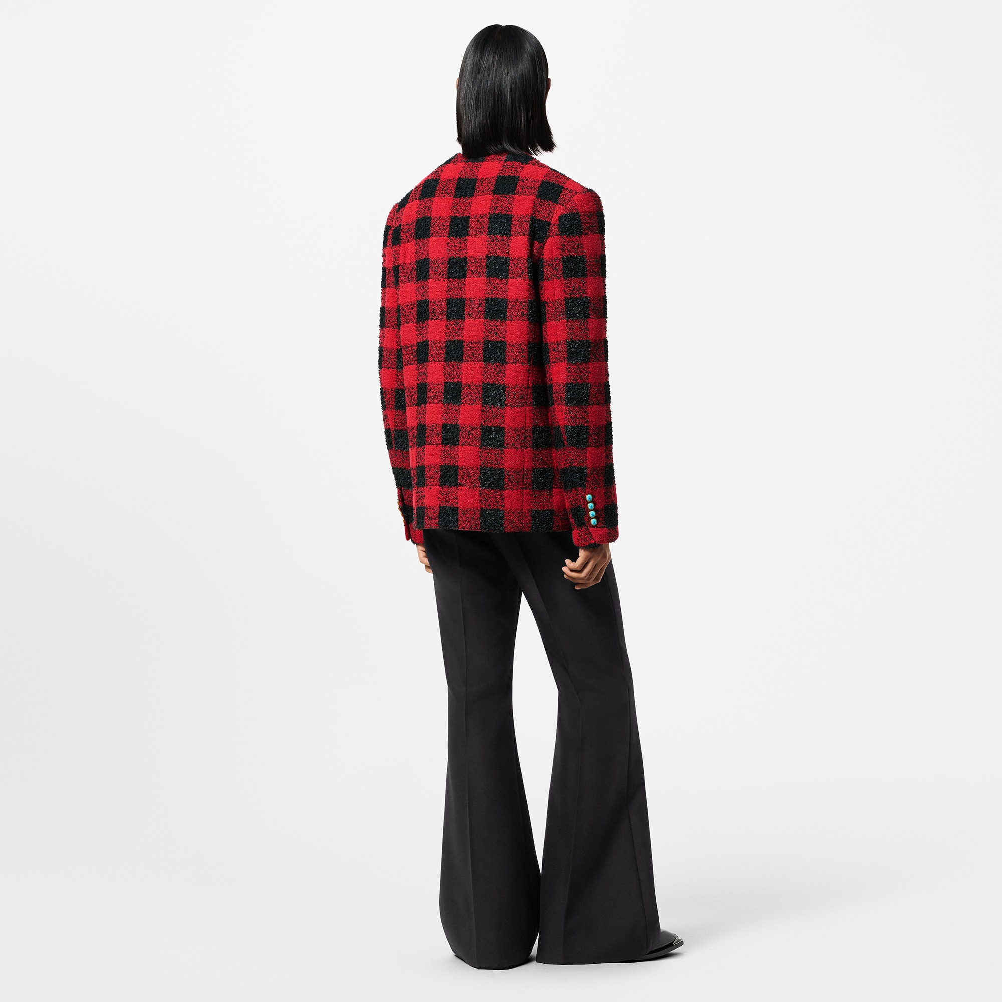 เสื้อแจ็คเก็ตไร้ปกผ้าทวีตลาย Damier  in ผู้ชาย