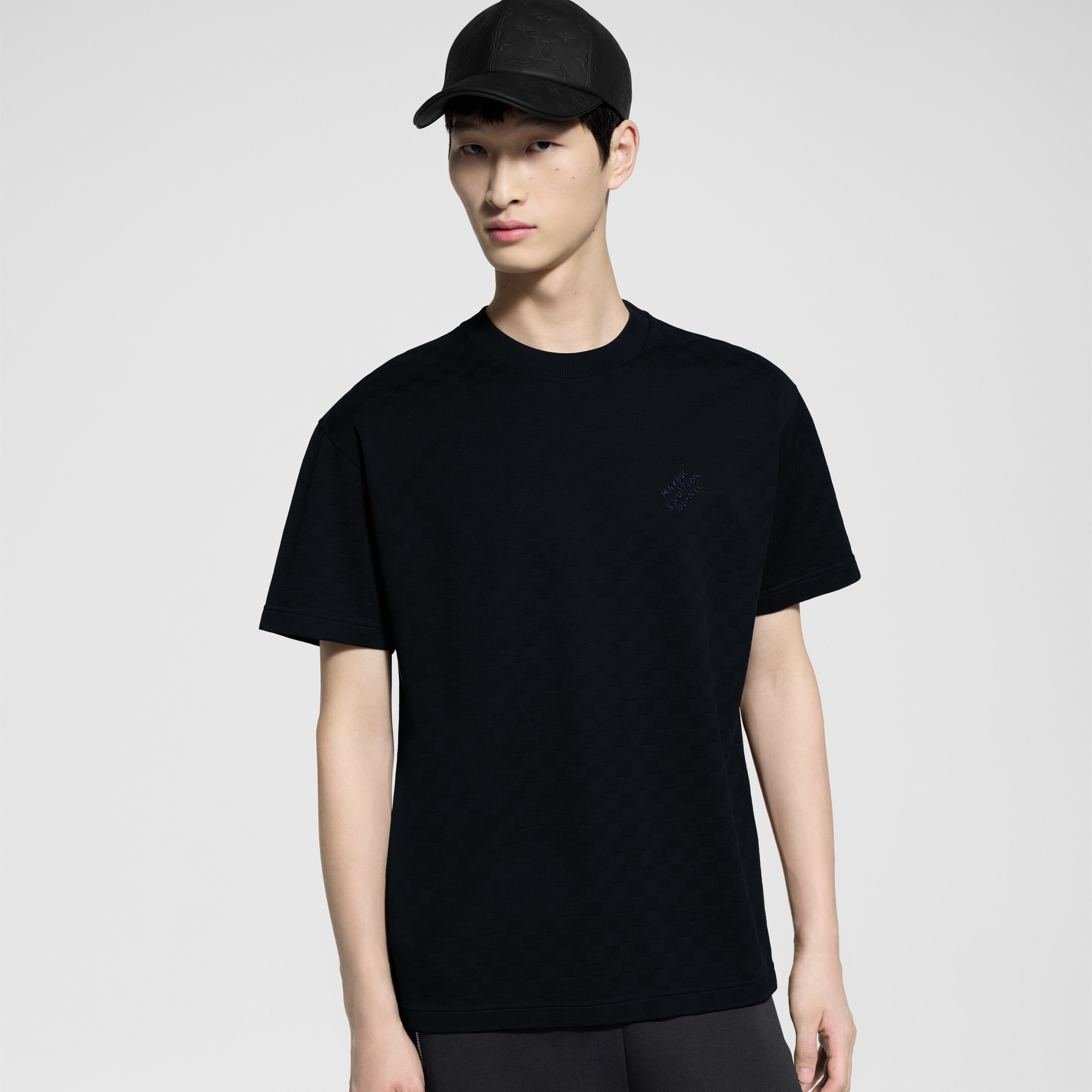 เสื้อยืดผ้าคอตตอนปีเก้ลาย Damier  in ผู้ชาย