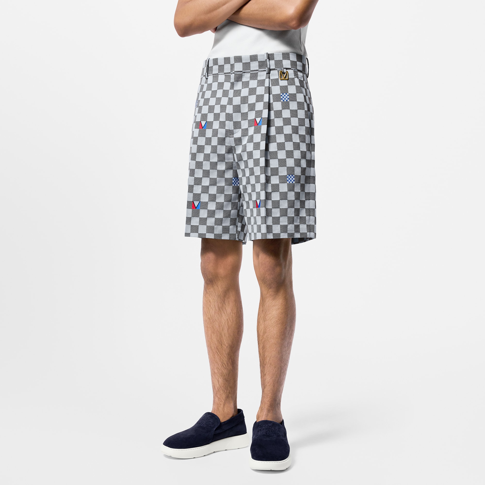 กางเกงขาสั้นแบบเทเลอร์ผ้าคอตตอนลาย Damier  in ผู้ชาย