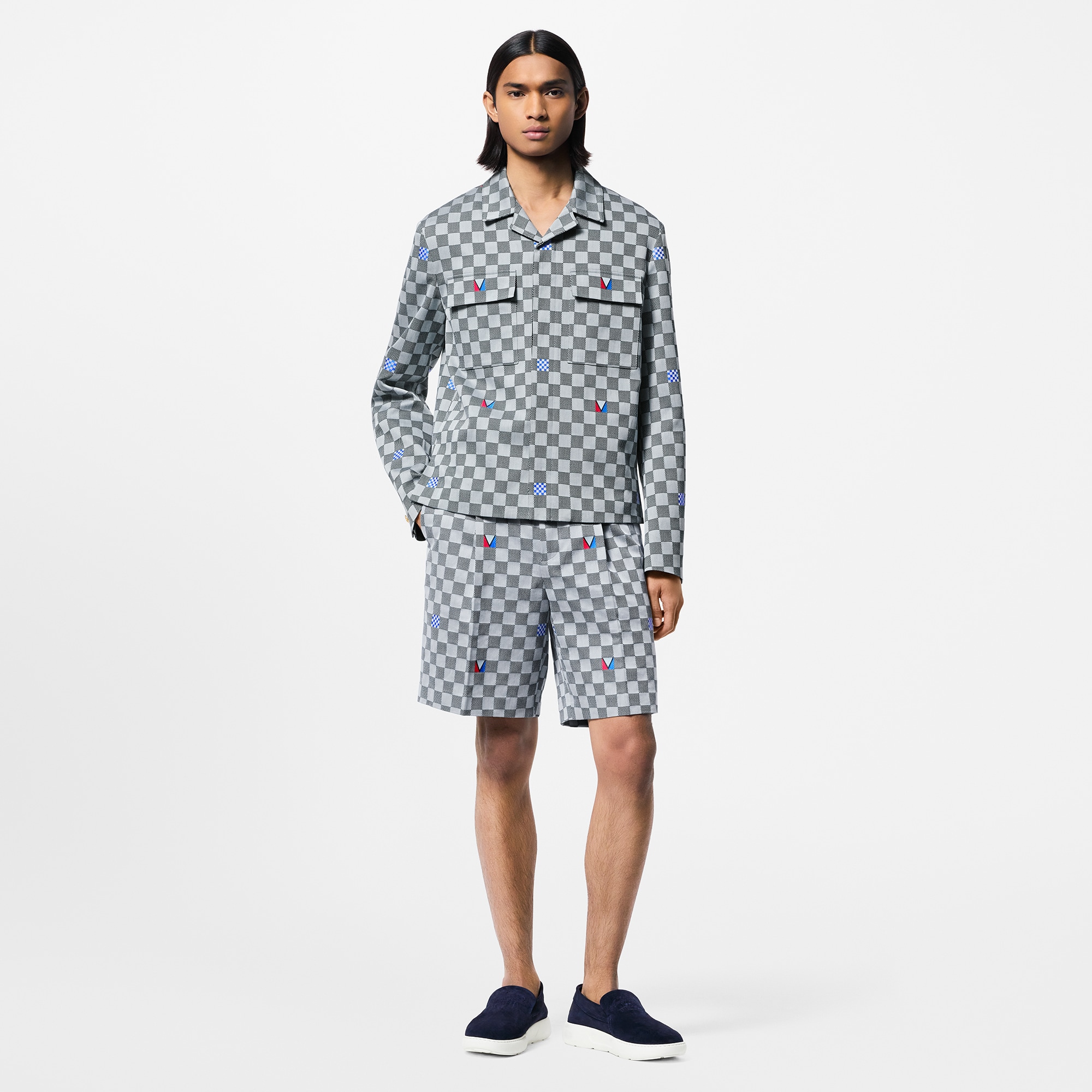 กางเกงขาสั้นแบบเทเลอร์ผ้าคอตตอนลาย Damier  in ผู้ชาย