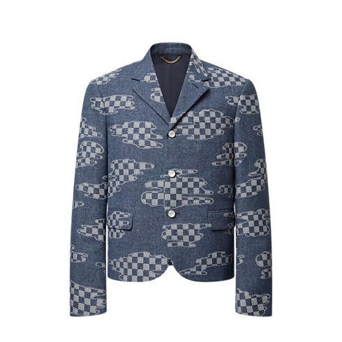 เสื้อแจ็คเก็ตครอปกระดุมแถวเดียวลาย Damier in ผู้ชาย's เสื้อผ้า เสื้อแจ็คเก็ตและเบลเซอร์สำหรับผู้ชาย collections by Louis Vuitton (การย่อ/ขยายผลิตภัณฑ์)