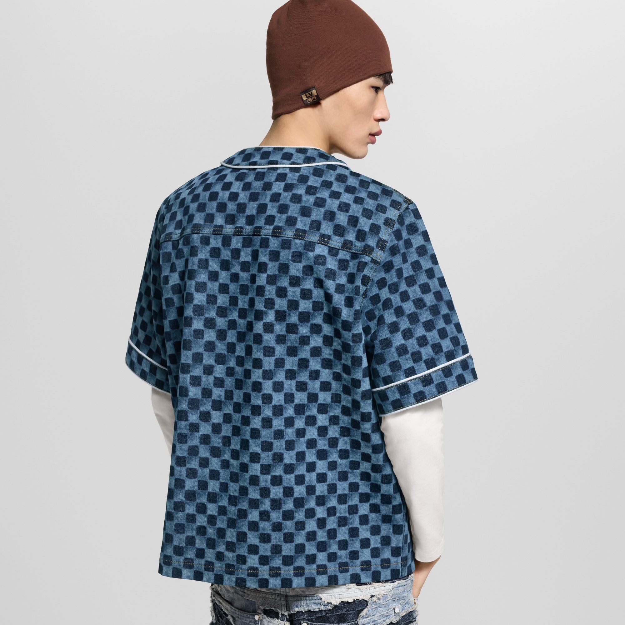 เสื้อเชิ้ตเบสบอลเดนิมลาย Damier  in ผู้ชาย
