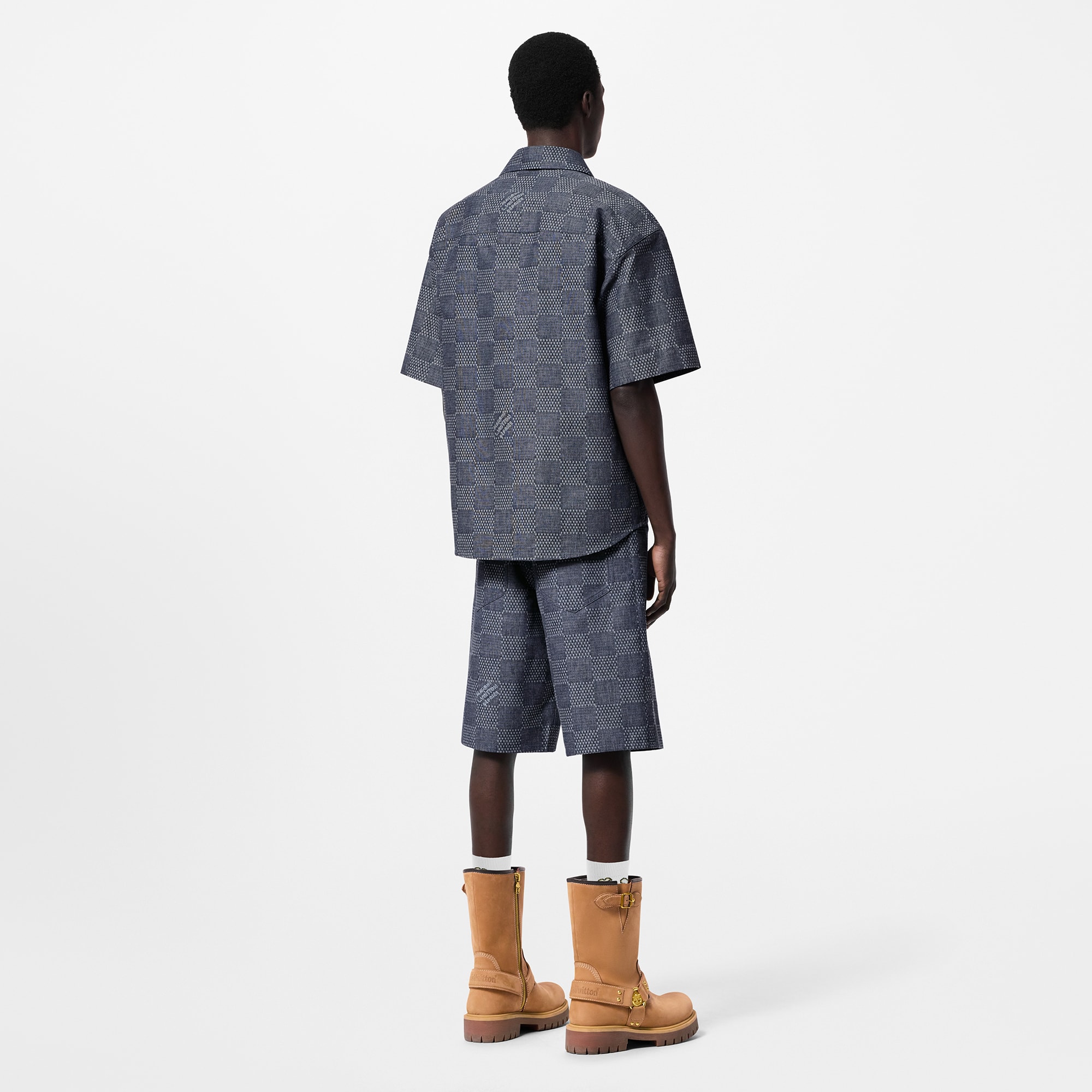 กางเกงเดนิมขาสั้นผ้า Chambray ลาย Damier  in ผู้ชาย