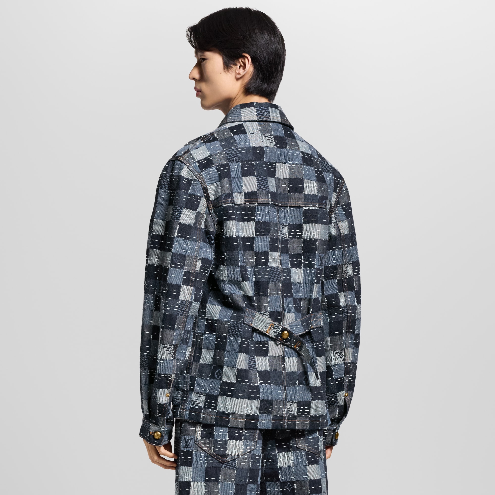 เสื้อแจ็คเก็ตบลูซงเดนิมสไตล์ Workwear ลาย Damier  in ผู้ชาย