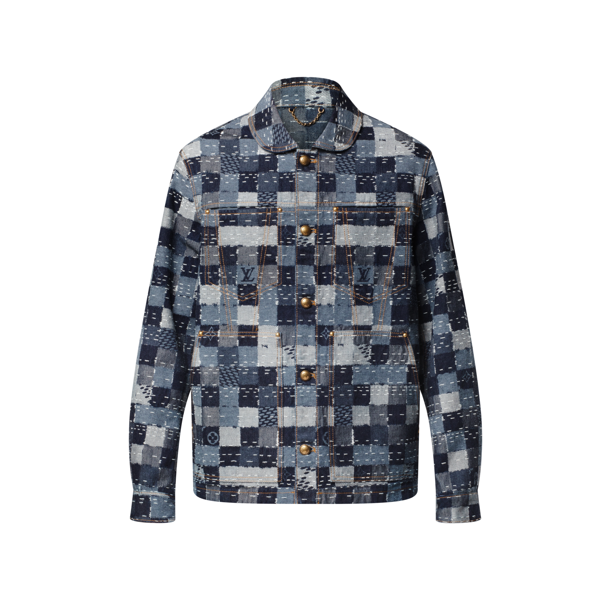 เสื้อแจ็คเก็ตบลูซงเดนิมสไตล์ Workwear ลาย Damier  in ผู้ชาย