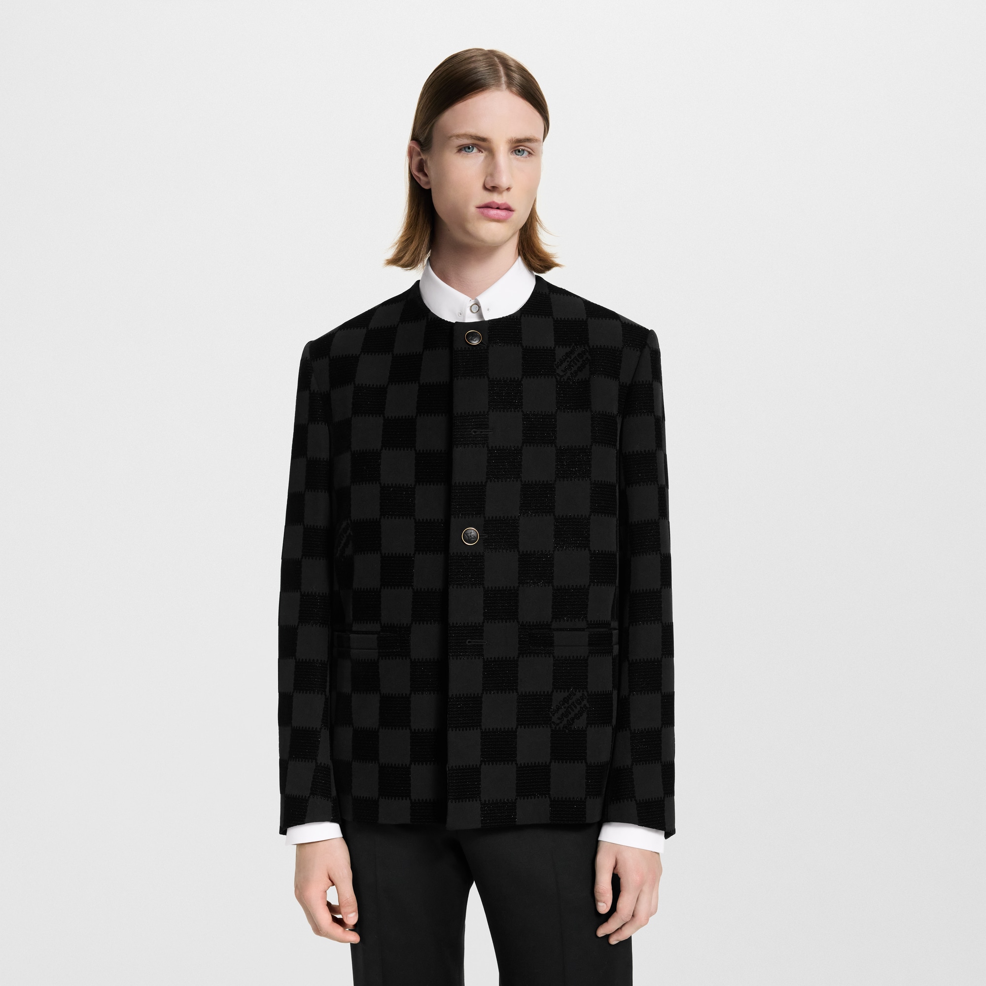 เสื้อแจ็คเก็ตไร้ปกลาย Damier แบบ Flock  in ผู้ชาย