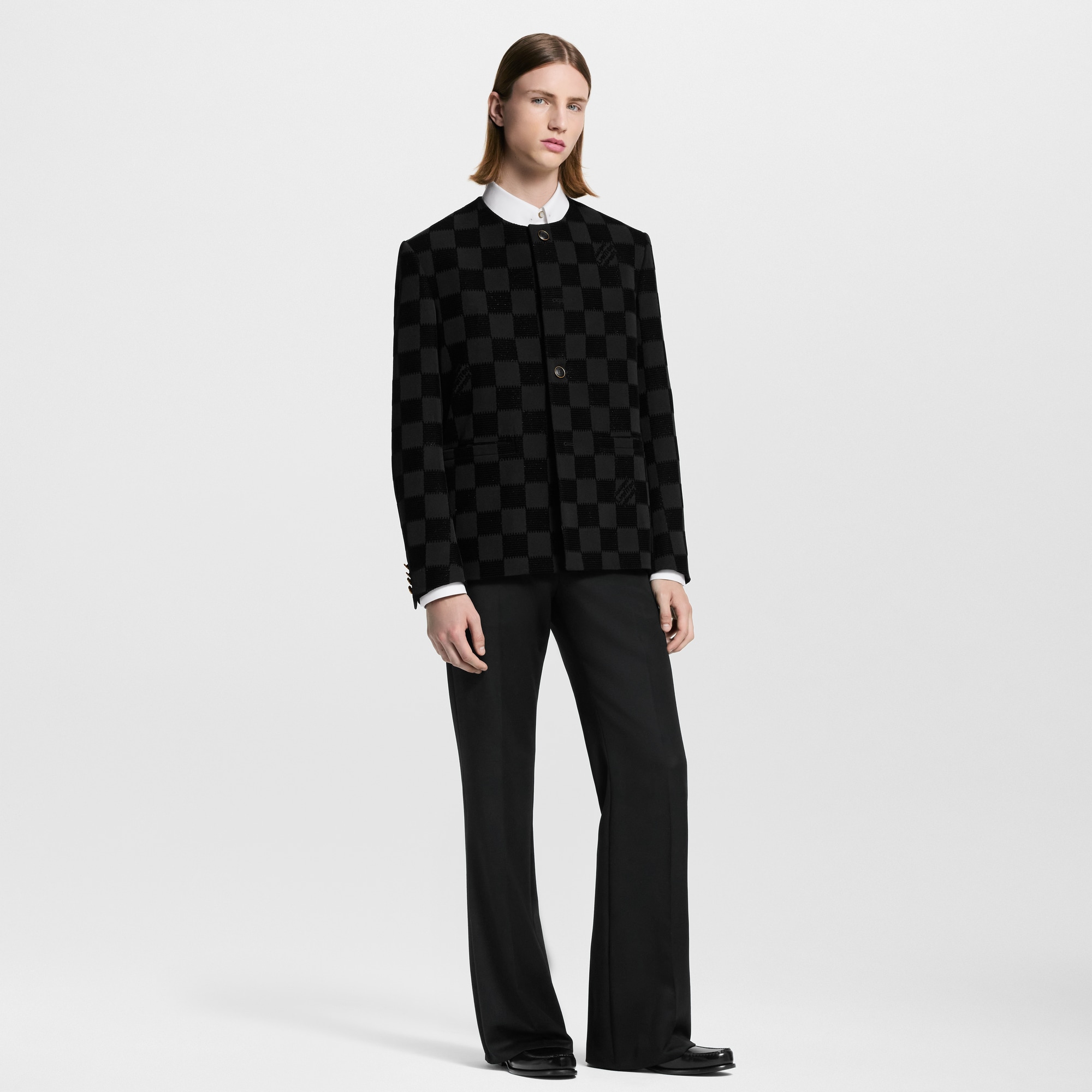 เสื้อแจ็คเก็ตไร้ปกลาย Damier แบบ Flock  in ผู้ชาย