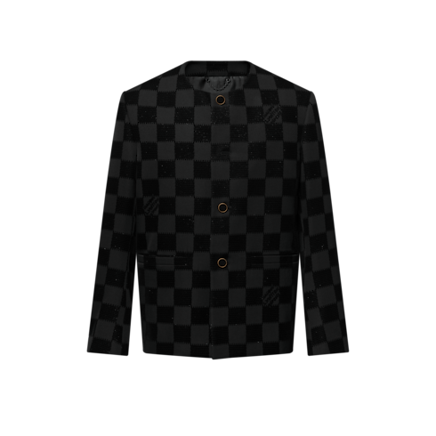 เสื้อแจ็คเก็ตไร้ปกลาย Damier แบบ Flock in ผู้ชาย's เสื้อผ้า เสื้อแจ็คเก็ตและเบลเซอร์สำหรับผู้ชาย collections by Louis Vuitton (การย่อ/ขยายผลิตภัณฑ์)