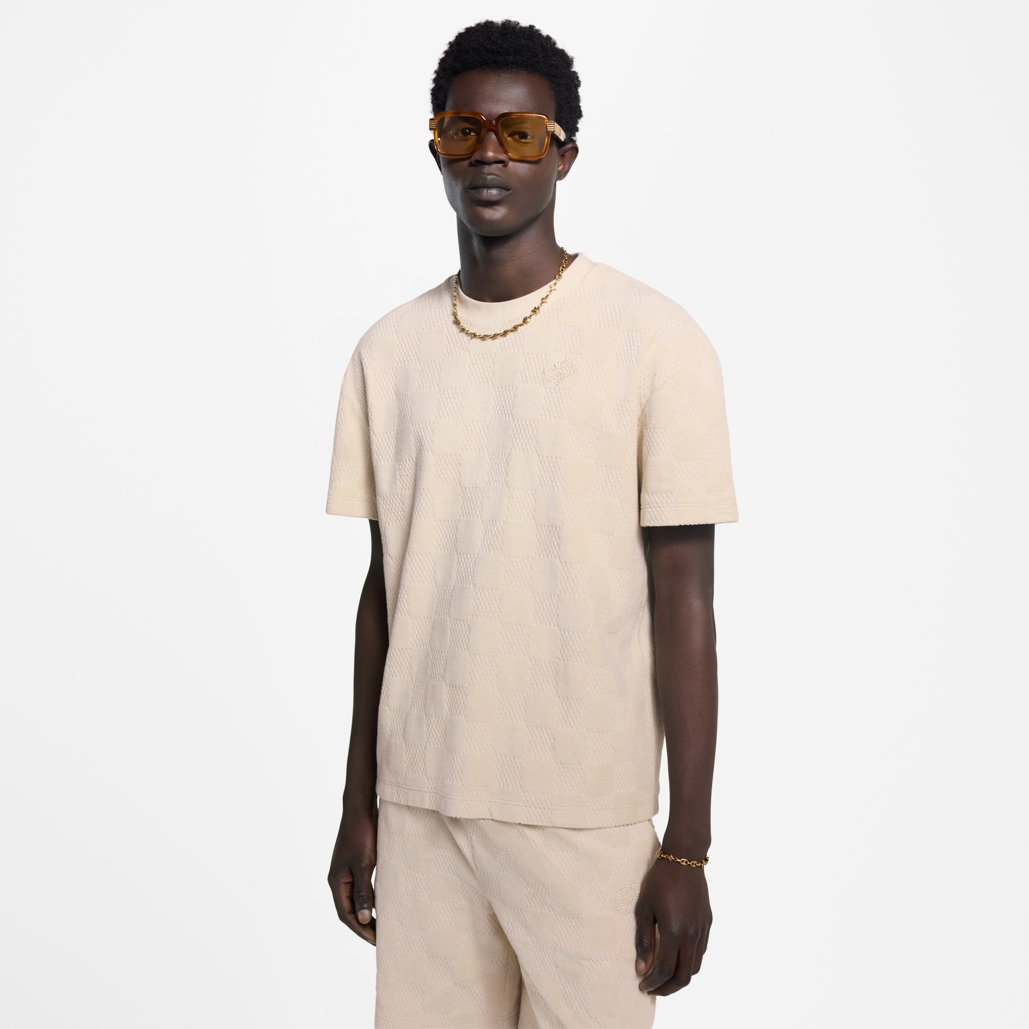 เสื้อยืดลาย Damier ผ้า French Terry  in ผู้ชาย
