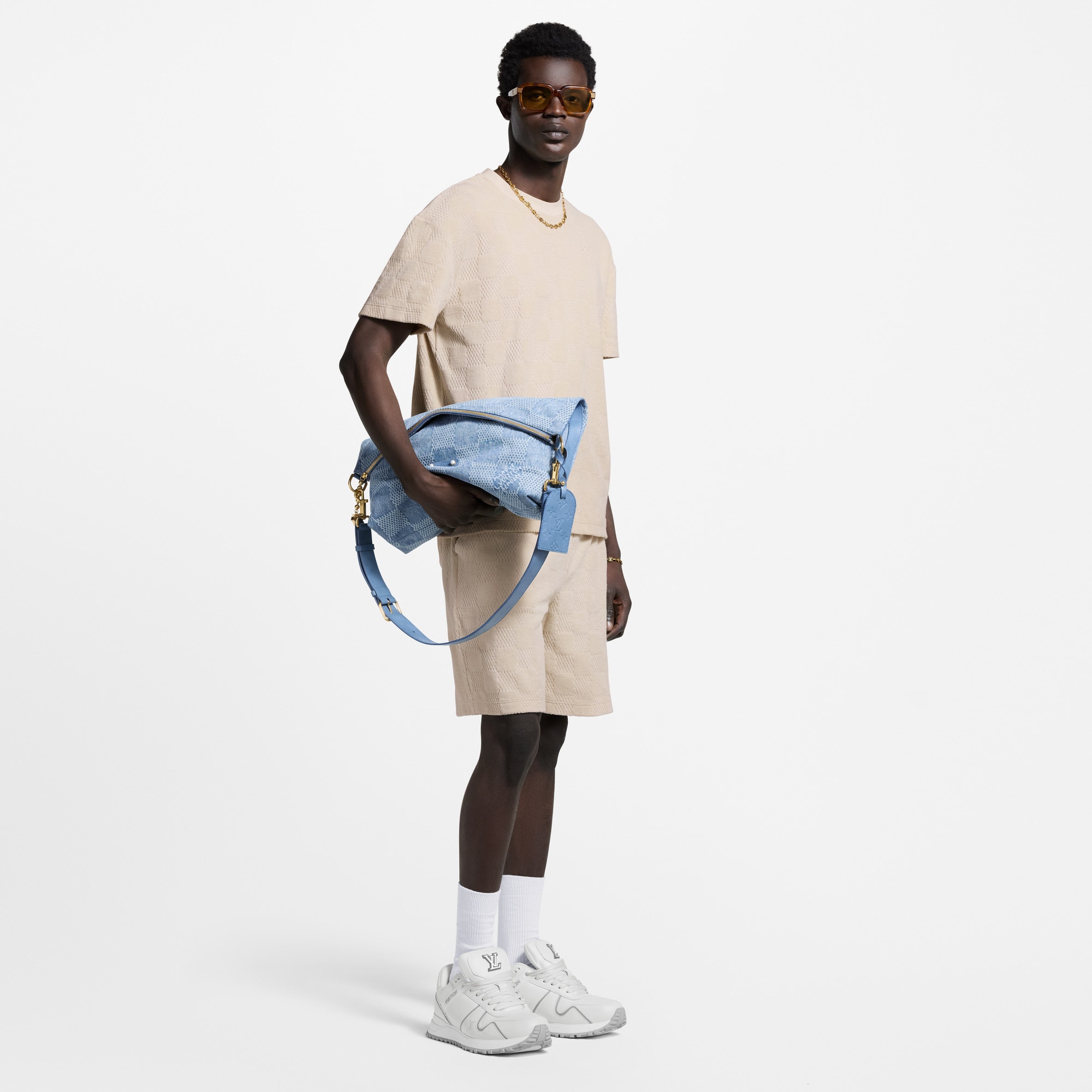 เสื้อยืดลาย Damier ผ้า French Terry  in ผู้ชาย