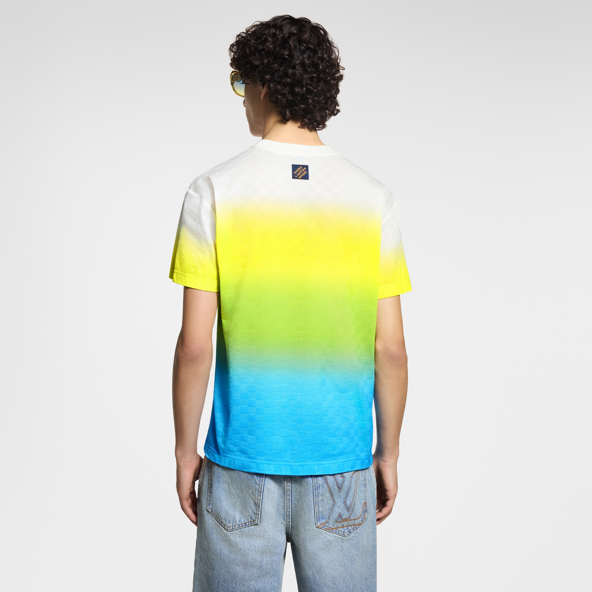 เสื้อยืดผ้าคอตตอนลาย Damier Gradient เทคนิคแจ็คการ์ด  in ผู้ชาย