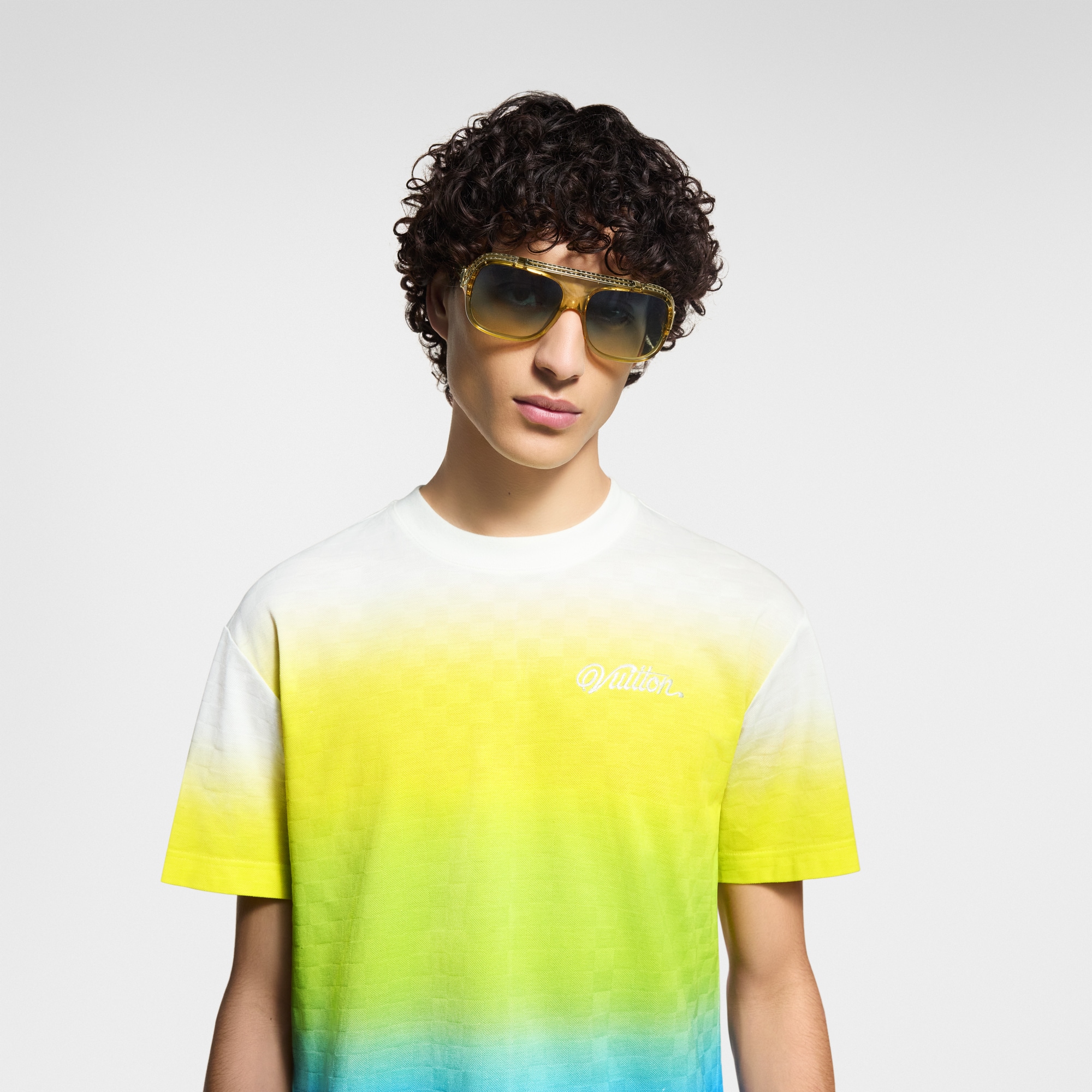 เสื้อยืดผ้าคอตตอนลาย Damier Gradient เทคนิคแจ็คการ์ด  in ผู้ชาย