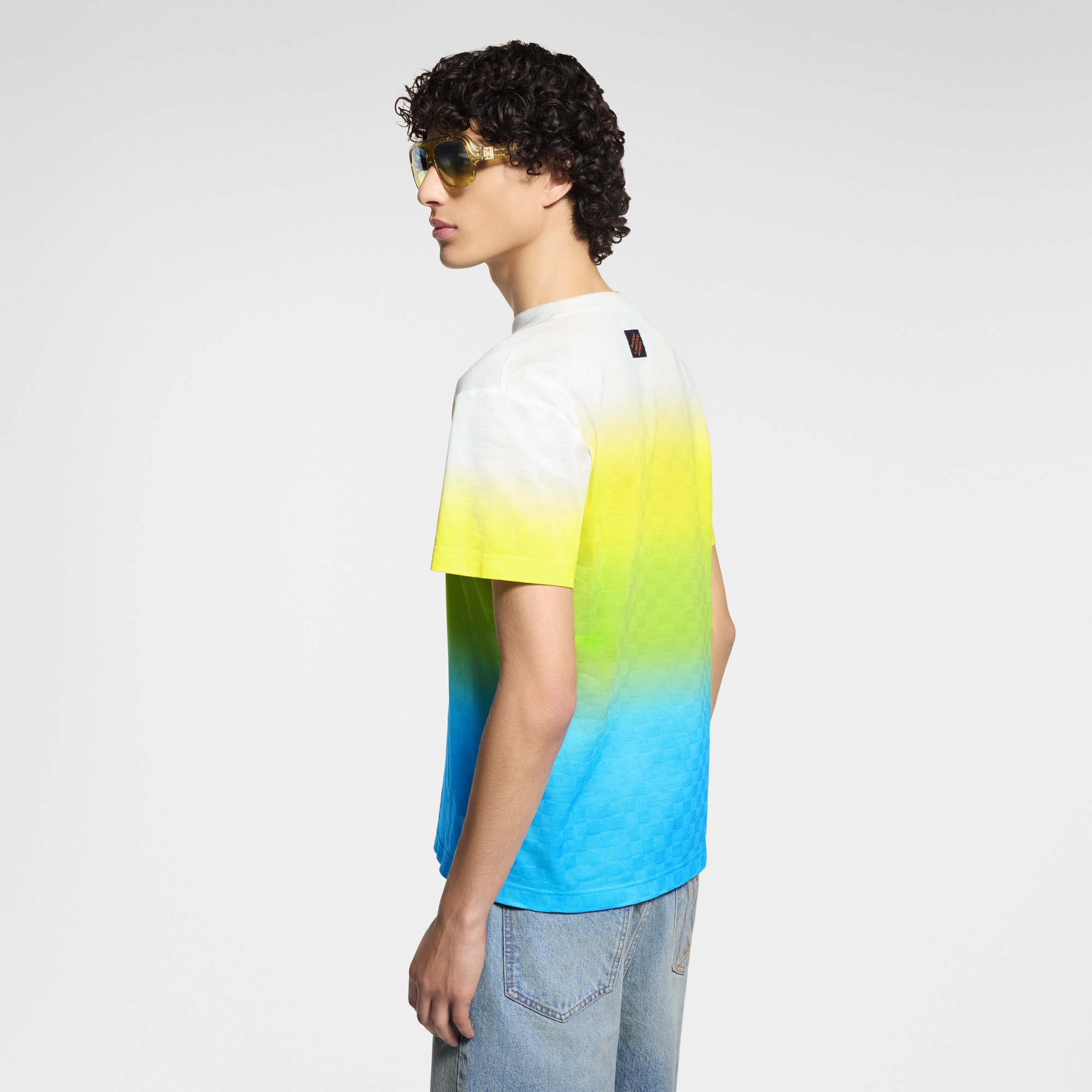 เสื้อยืดผ้าคอตตอนลาย Damier Gradient เทคนิคแจ็คการ์ด  in ผู้ชาย