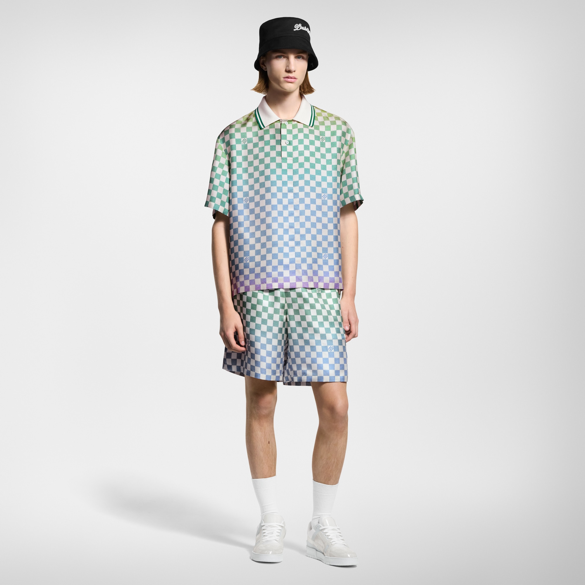 เสื้อเชิ้ตโปโลผ้าไหมพิมพ์ลาย Damier Gradient  in ผู้ชาย