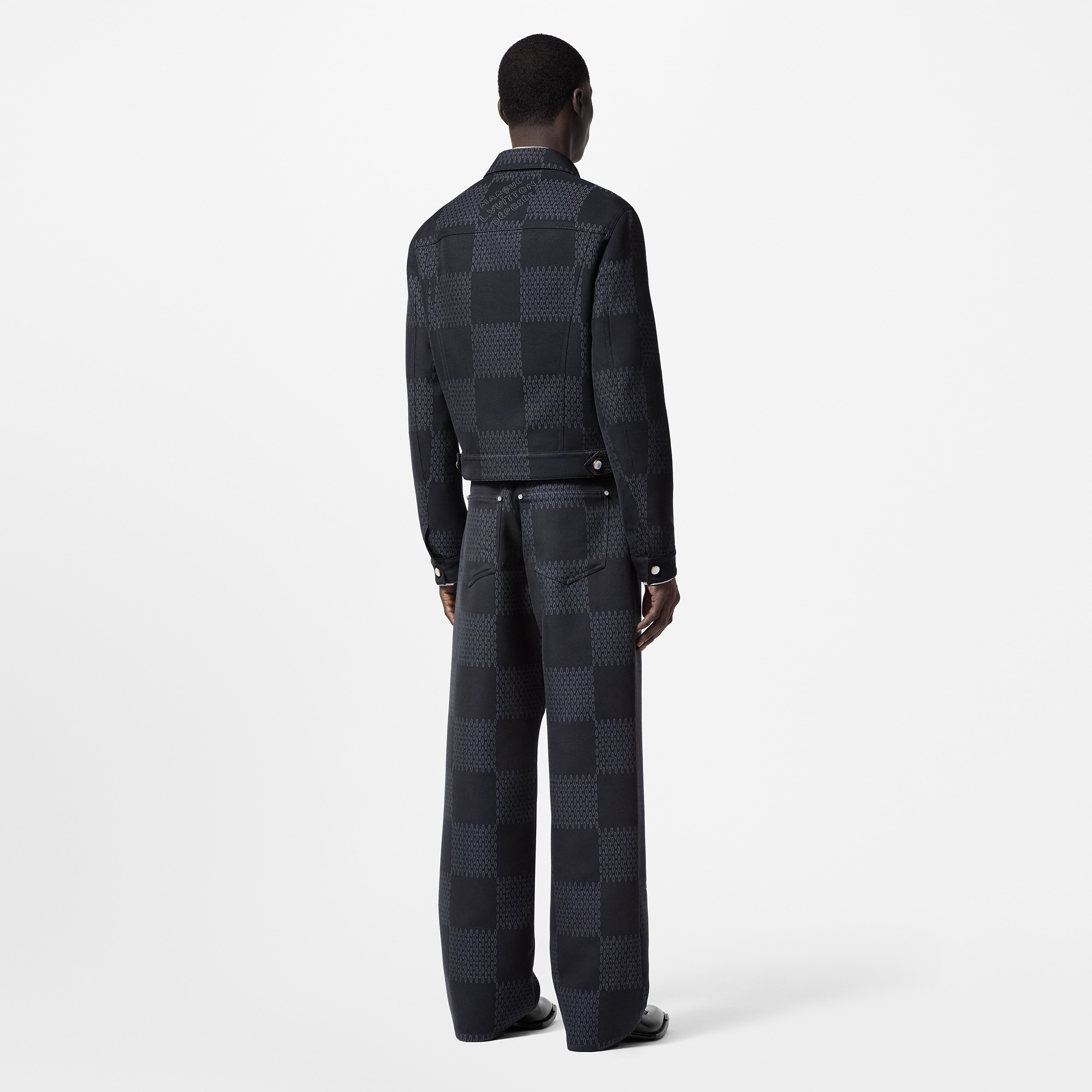 กางเกงผ้าวูลลาย Damier เทคนิคแจ็คการ์ด  in ผู้ชาย