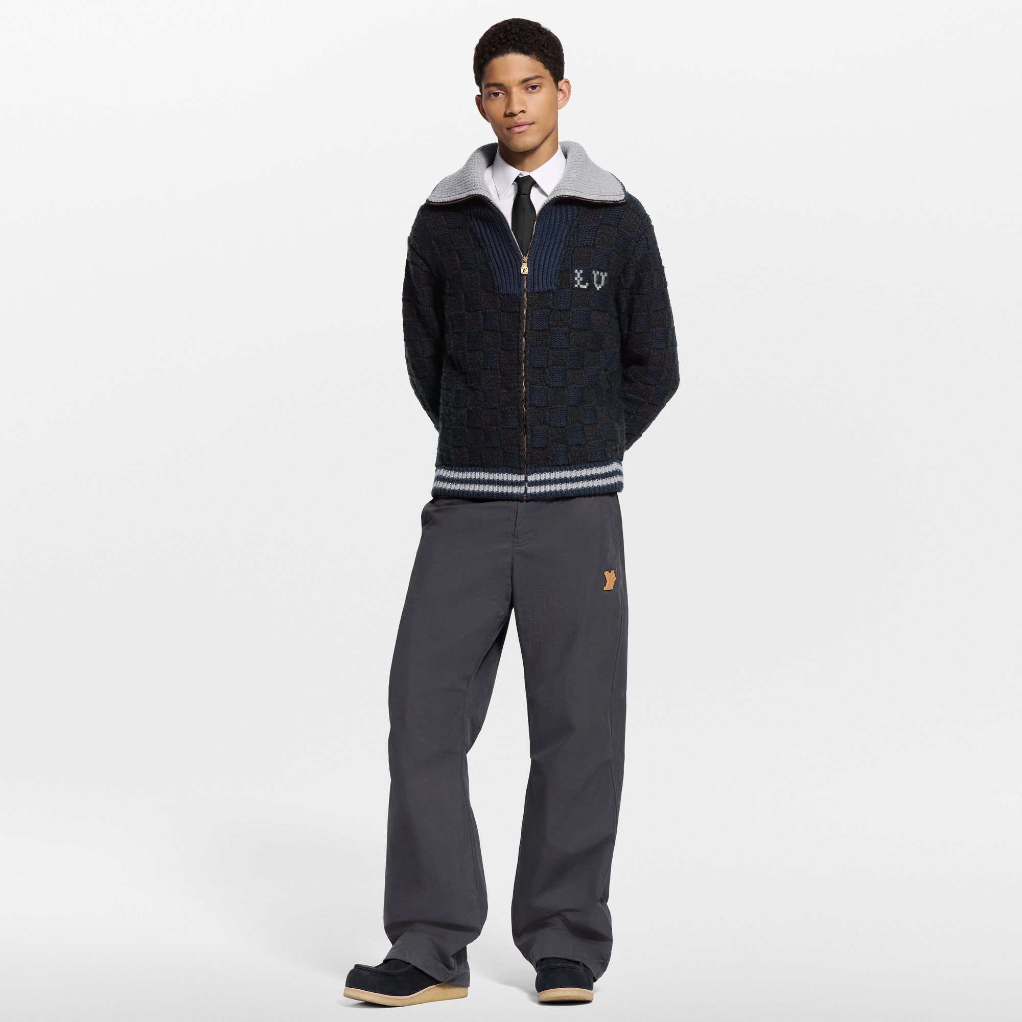 เสื้อแจ็คเก็ตบลูซงผ้านิตลาย Damier  in ผู้ชาย