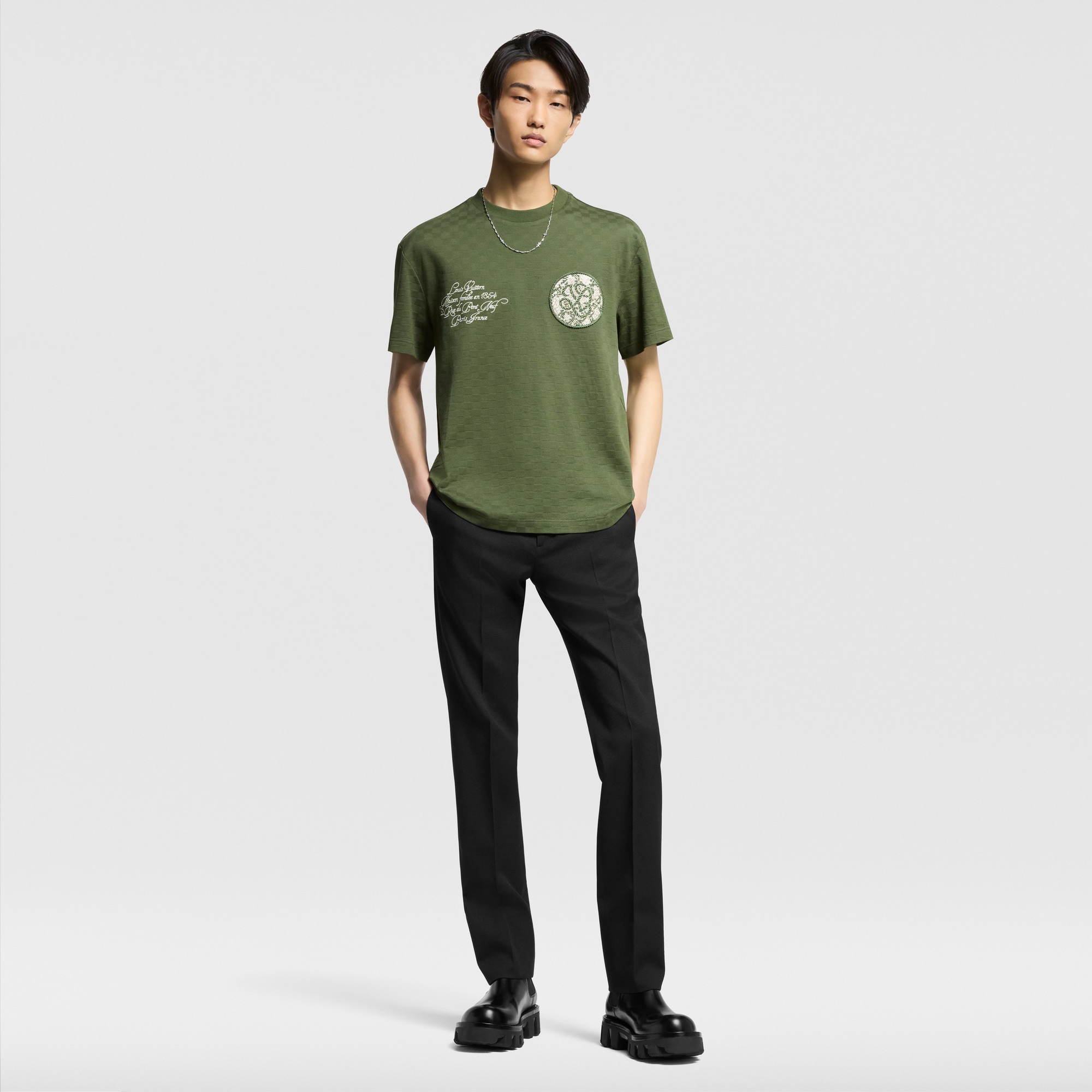 เสื้อยืดผ้าปิเก้ลาย Damier  in ผู้ชาย
