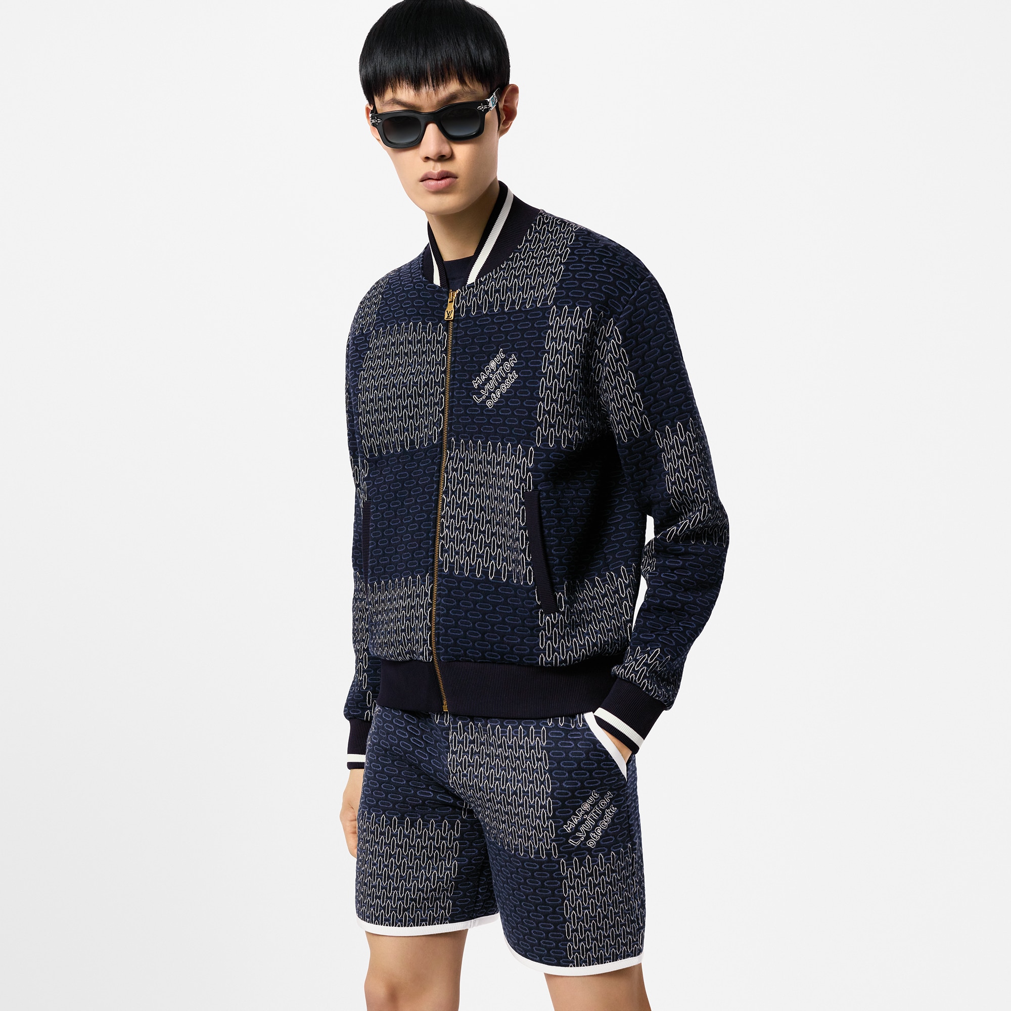 เสื้อแจ็คเก็ตบอมเบอร์ผ้าคอตตอนลาย Damier แบบควิลต์  in ผู้ชาย